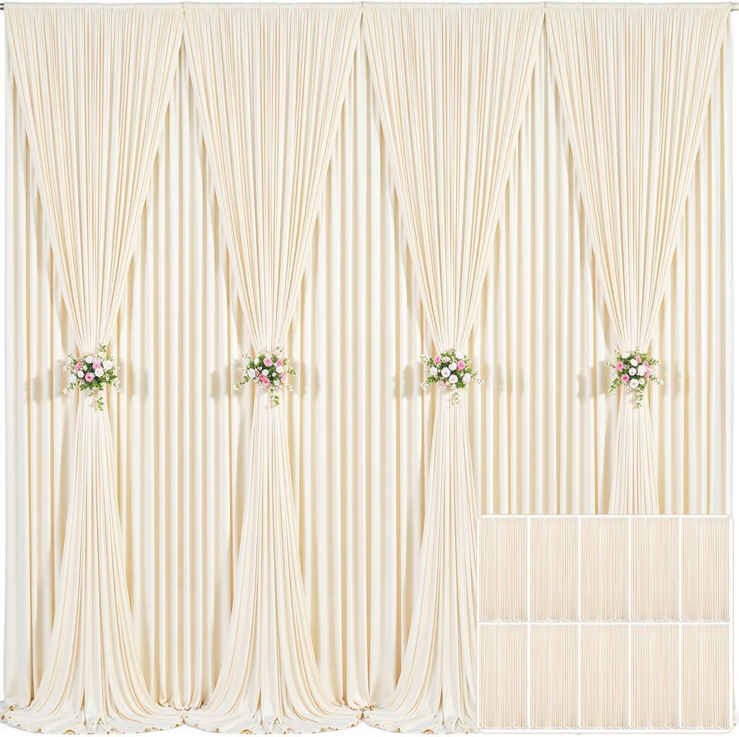 10 Panels Champagne Backdrop Curtain for Parties Wedding Baby Shower Photos