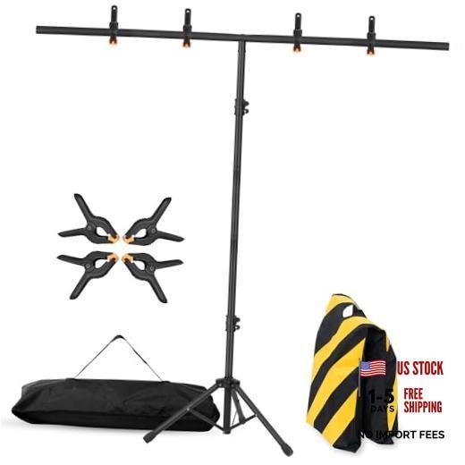 T-Shape Portable Backdrop Stand, 6.5×3.2ft Adjustable Photo Background Stand