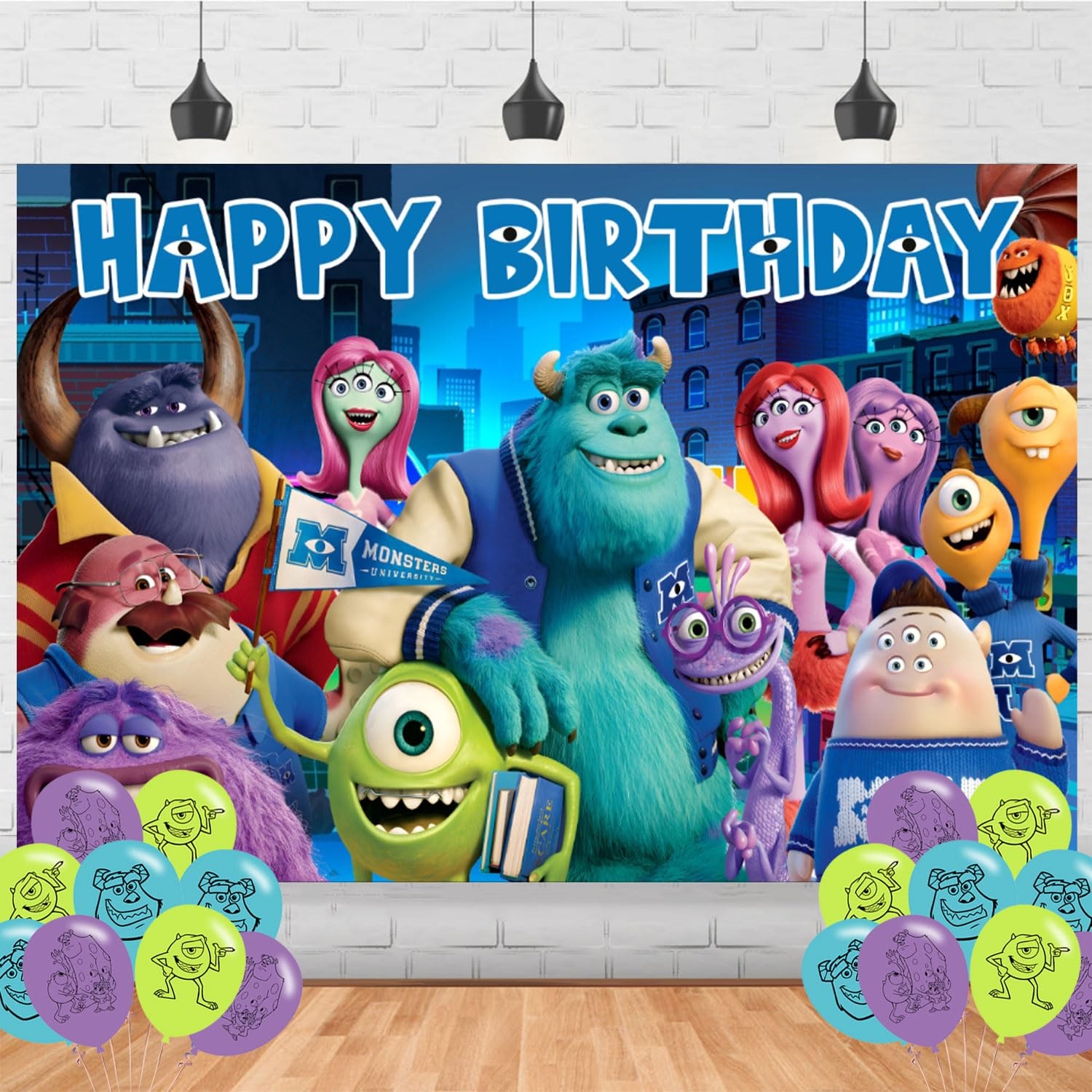 Monster University Party Backdrop, Cartoon Monster University Party Decoratio…
