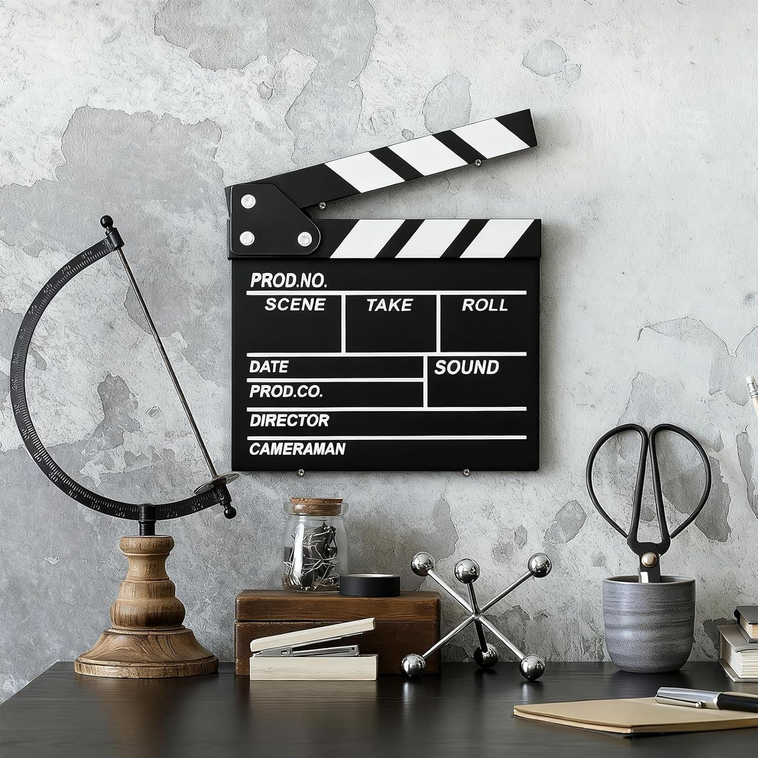Hollywood Wooden Clapboard with Erasable Pen for Film and Photography Studio