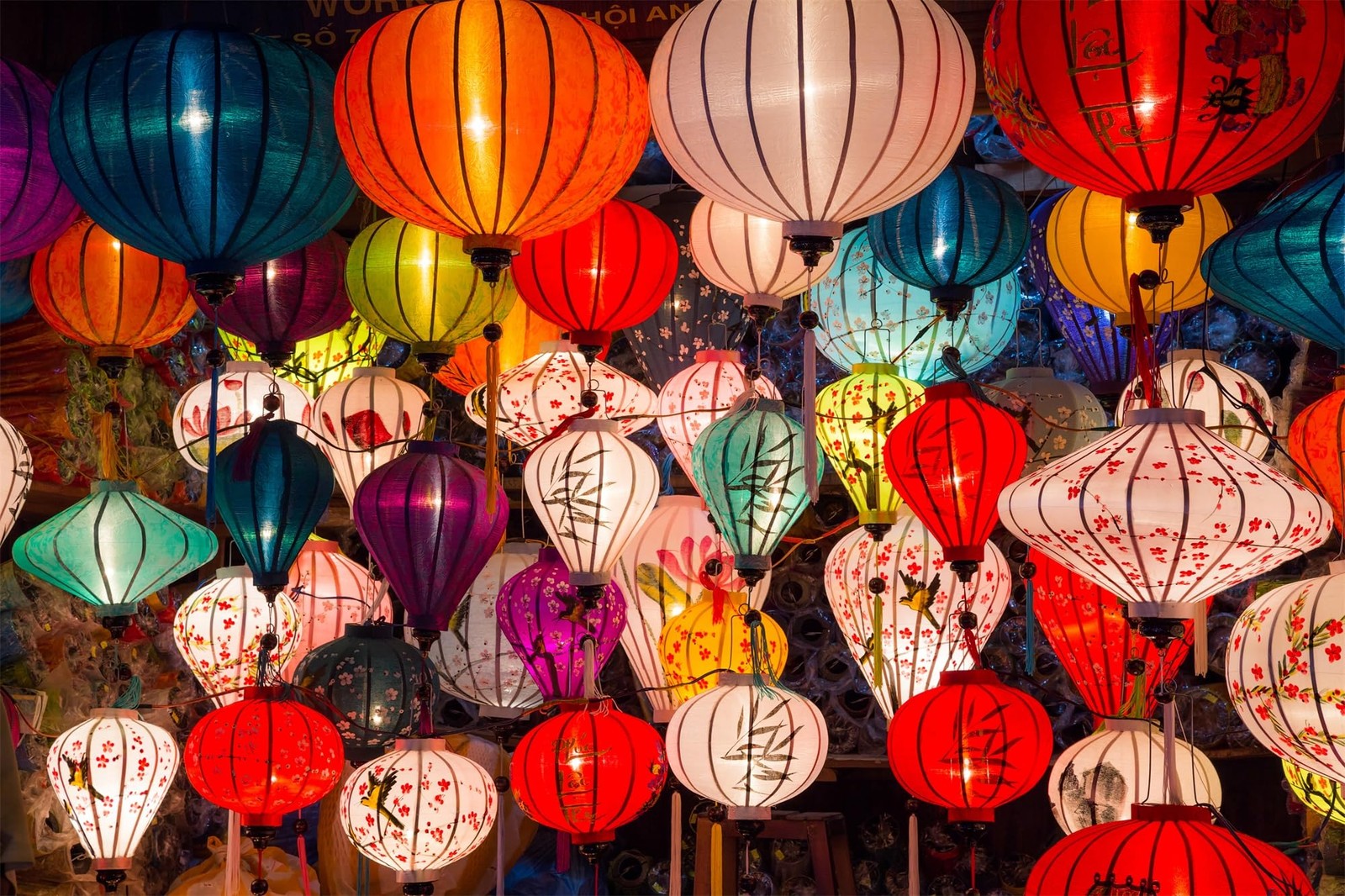 7x5ft Fabric Colorful Lanterns Backdrop Vietnamese New Year Chinese Spring Fe…
