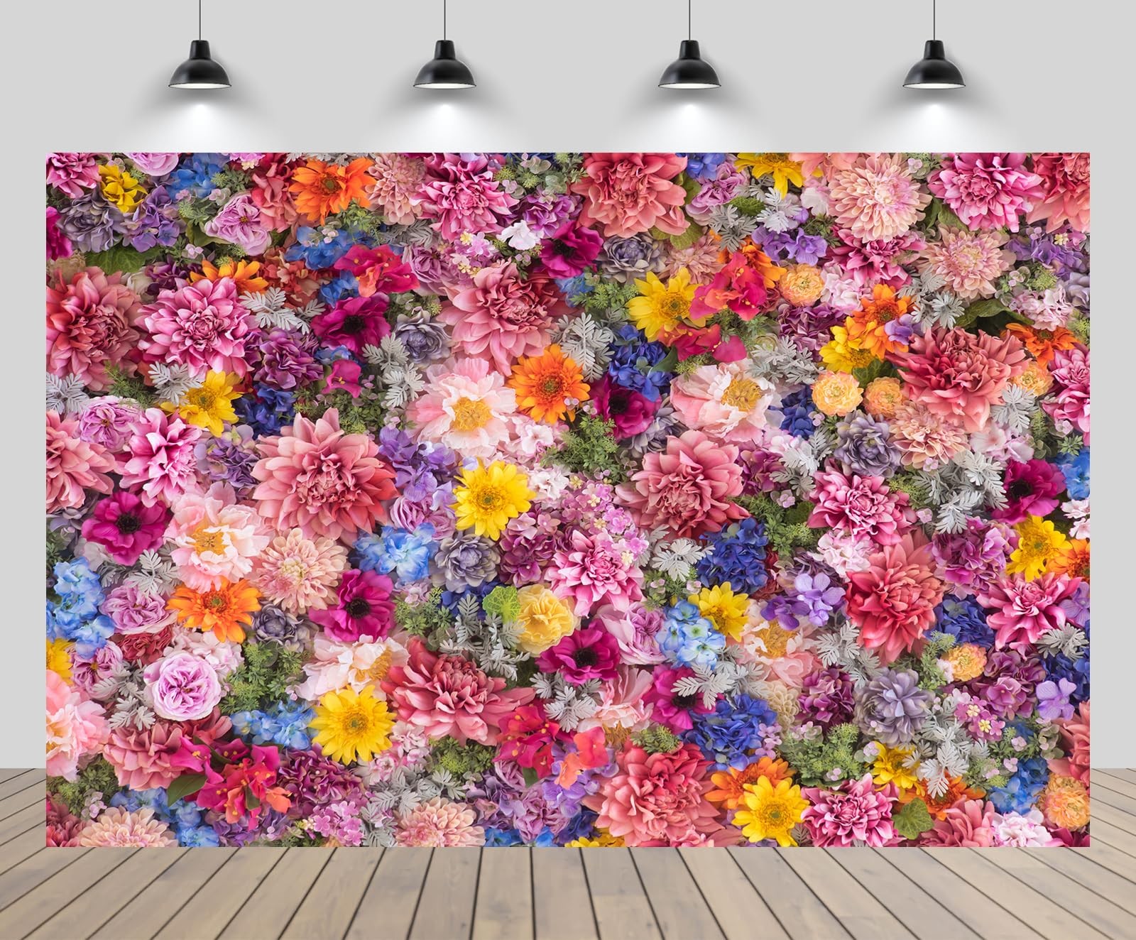Colorful Blooming Flowers Spring Floral Wall Photography Background 7x5ft Mat