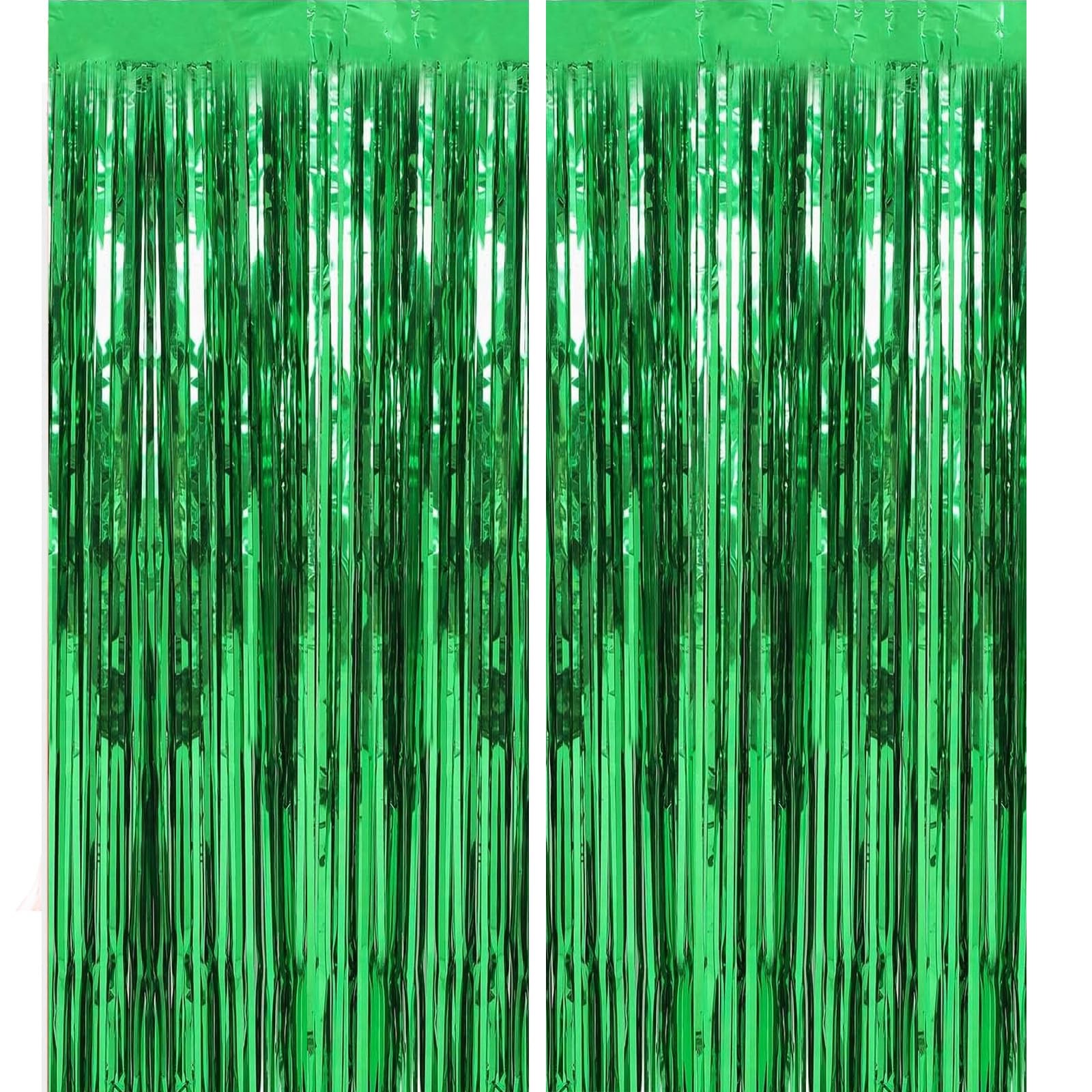 2 PCS 3.28×6.56 ft Green Tinsel Curtain Backdrop Foil Fringe Door Party Decor