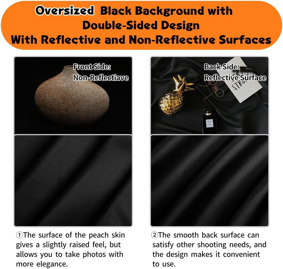 Black Backdrop, 10X20 Ft Large Photo Backdrop Curtain for Photoshoot, Party, Bla