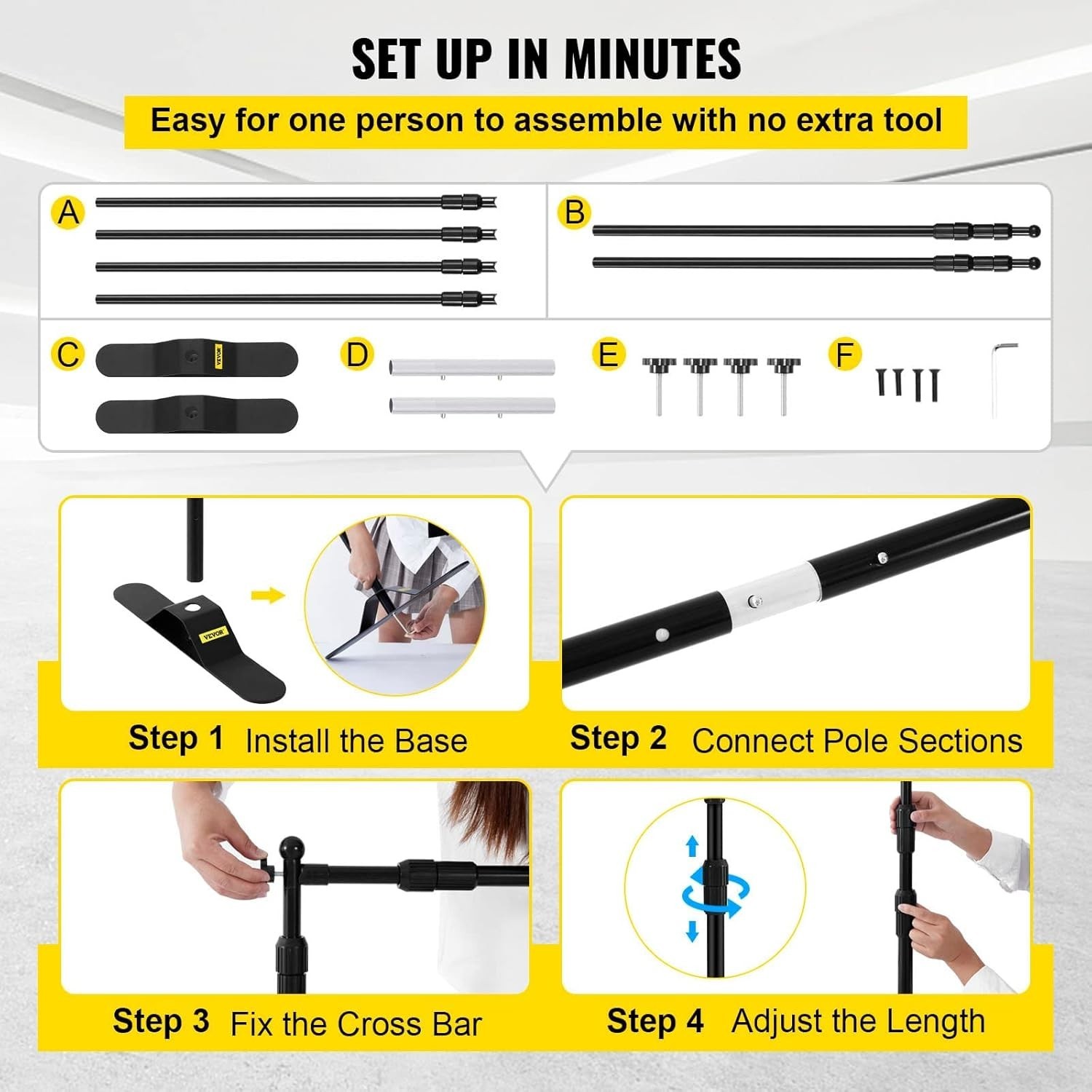 8×8 ft Heavy-Duty Adjustable Backdrop Stand with Carrying Bag