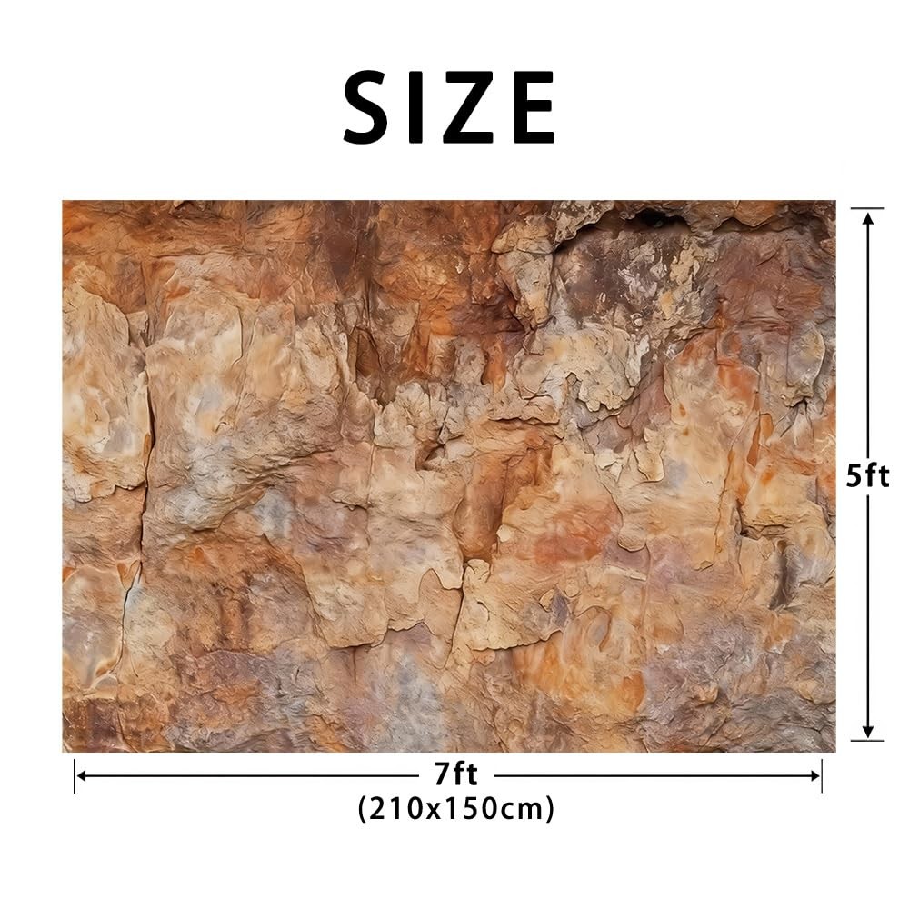 MQCGLJ 7x5ft Rock Texture Photo Backdrop Brown Stone Cave 7x5FT,