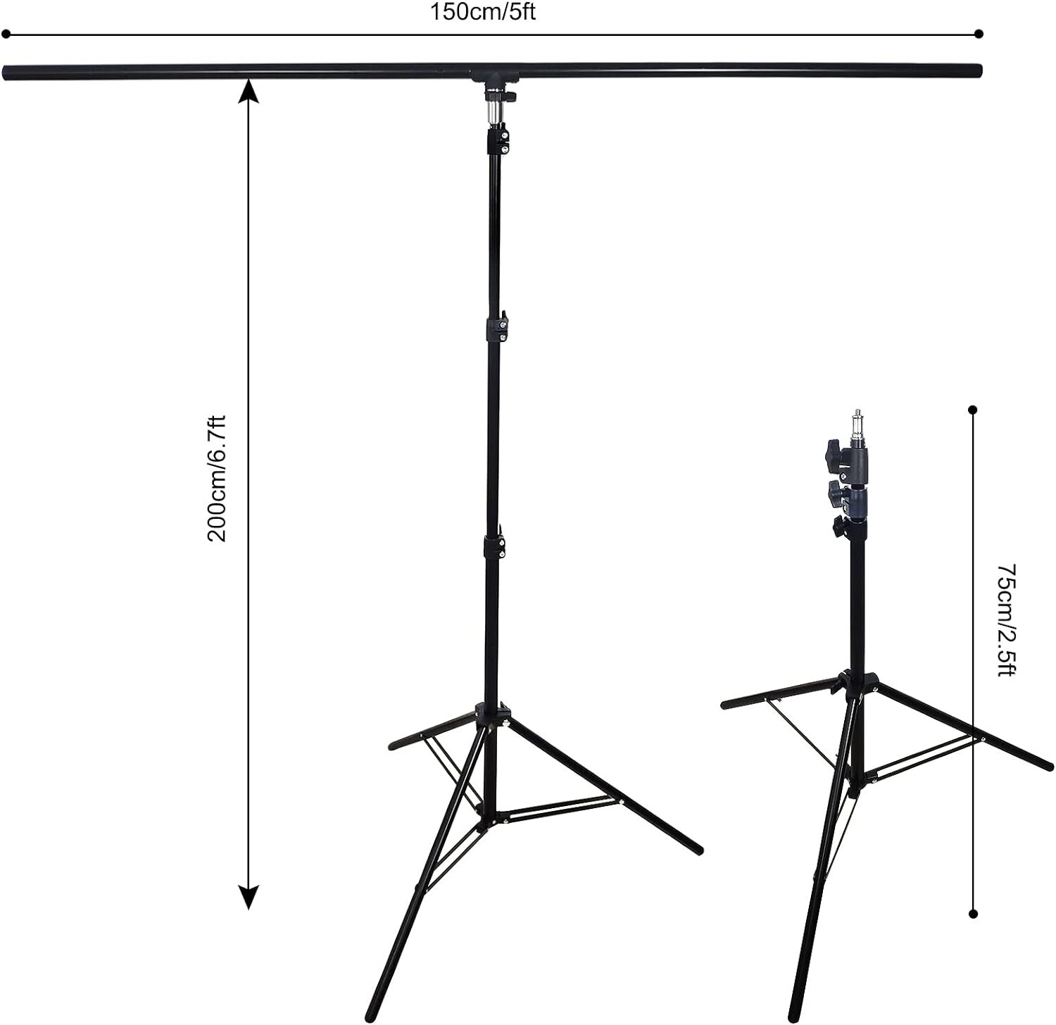T-Shape Backdrop Stand Kit, 6.7ft x 5ft Adjustable Background Support