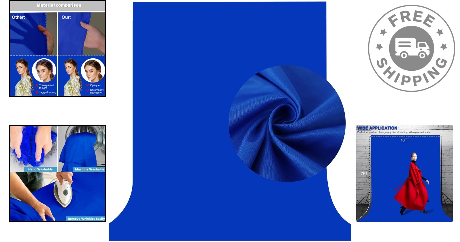 High-Density 10X7 FT Royal Blue Photo Background – Perfect for Video Meetings