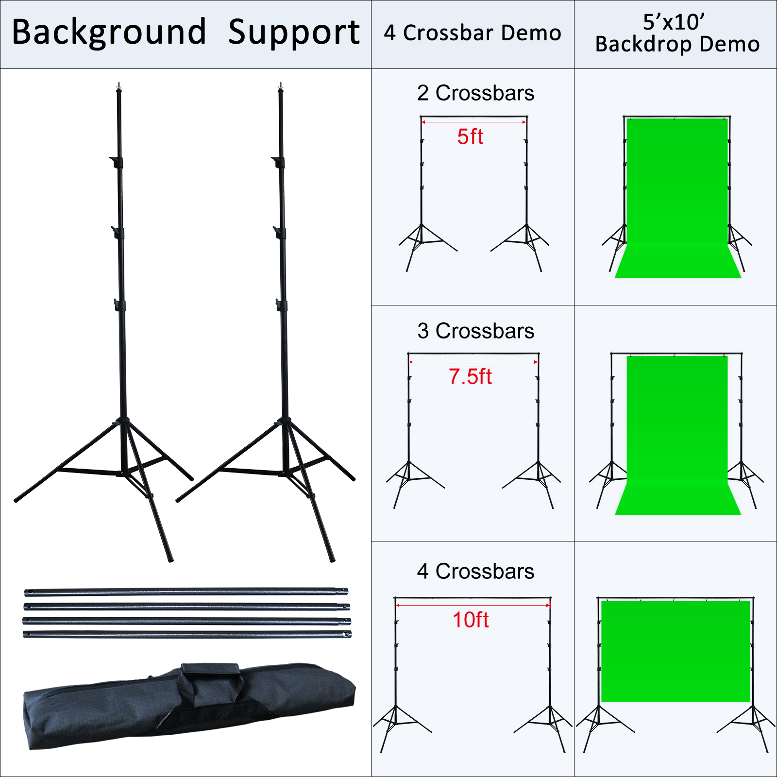10 x 20 Chromakey Green Screen Backdrop Background Stand for Studio Light Kit