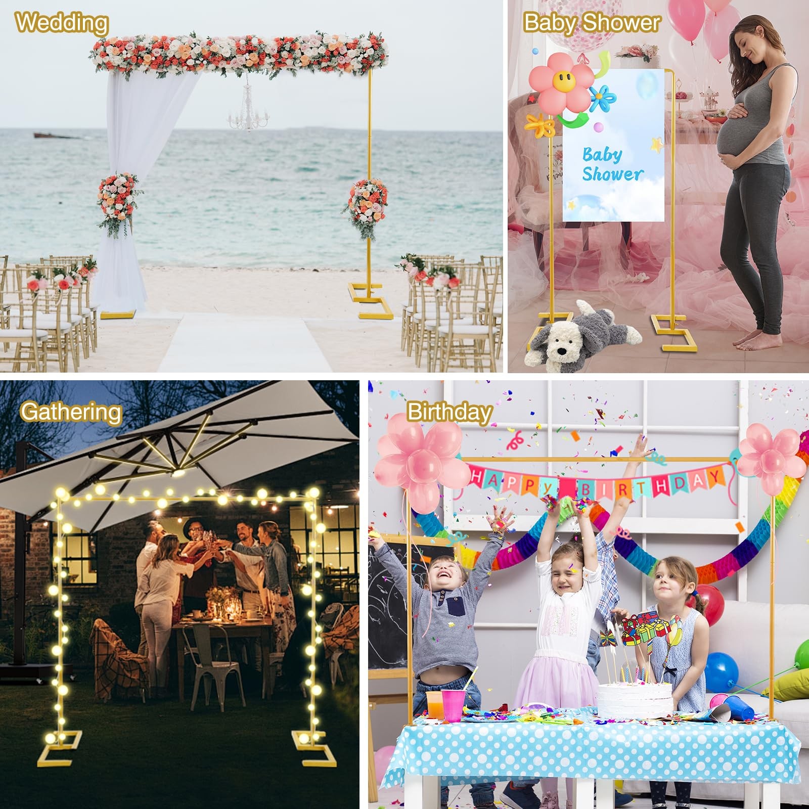 8.2 FT Wedding Arch Rectangle Stand Square Backdrop Stand , Extra Clamps to T…