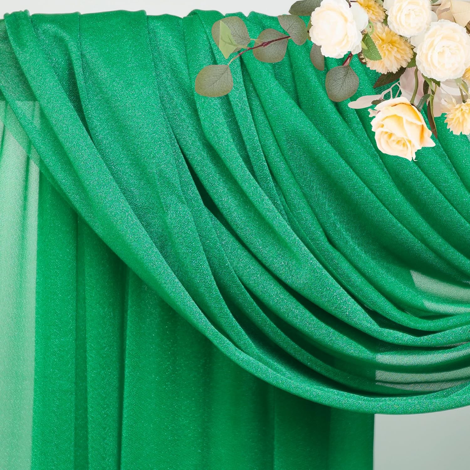 Wedding Arch Draping Fabric 28.7 Inch x 20FT Emerald Green Sheer Backdrop