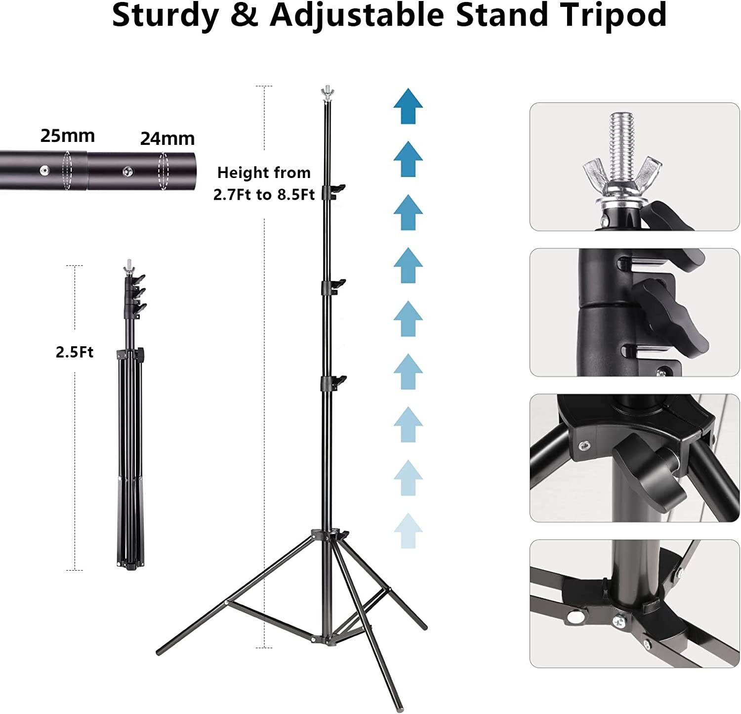 ZBWW Adjustable Backdrop Stand 8.5x10ft Photo Video Studio w/ 12 pcs Balloons