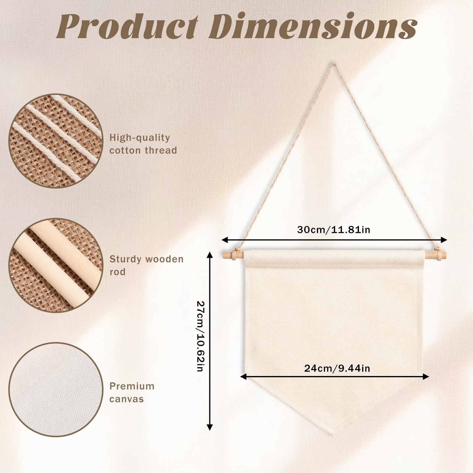 3 PCS Blank Canvas Banner for Wall Decor, Hanging Canvas Flag Pin Banners for…