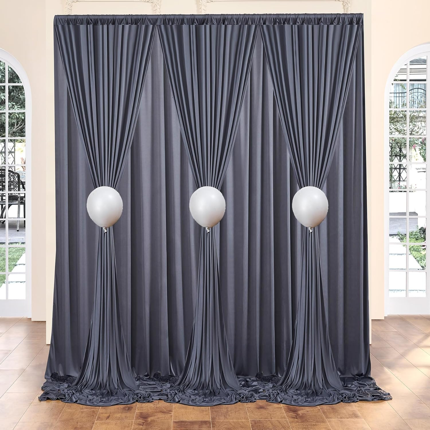 20ft x 10ft Charcoal Backdrop Curtain for Weddings & Parties – 4 Panels
