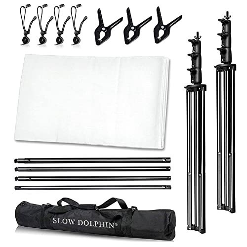 10x12ft White Cotton Muslin Backdrop with 10x10ft Stand & Support Kit for Photog