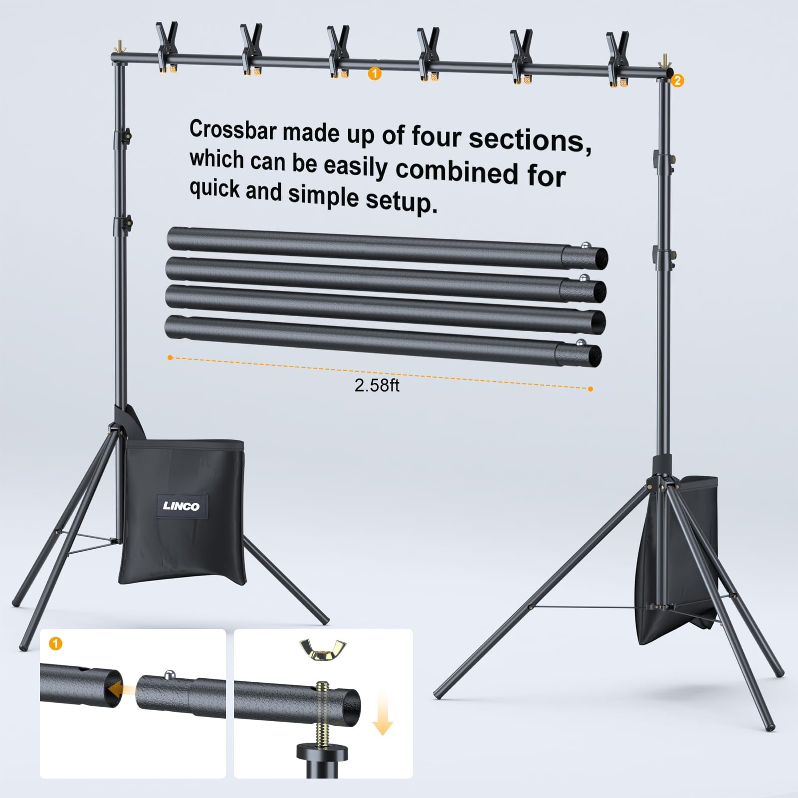 Backdrop Stand for Parties Kit 10X7 Ft Adjustable Back Drop Photography Studio P