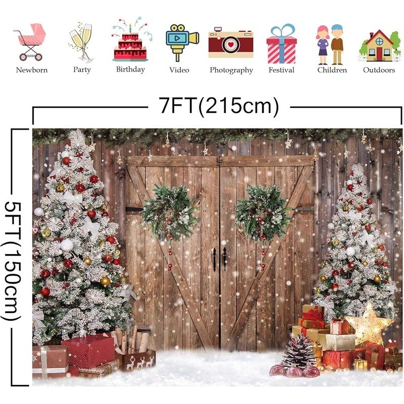 Christmas Photography Backdrop Soft Fabric Party Decoration Machine Washable New