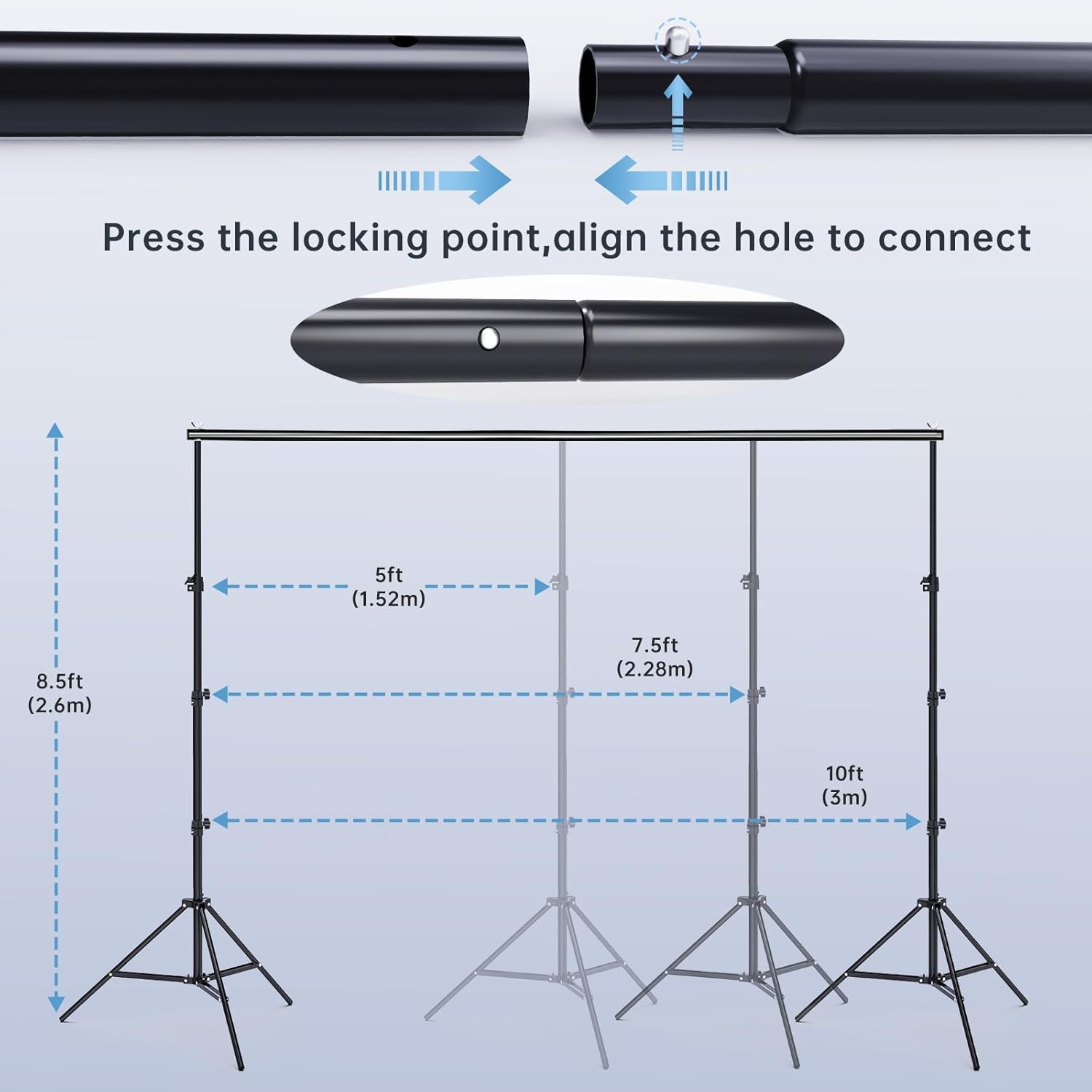 8.5 x 10 FT Photo Backdrop Stand Kit Adjustable Background Holder Support System
