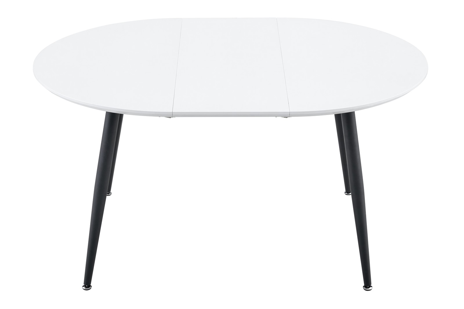 White MDF Extendable Round Dining Table with Black Metal Legs
