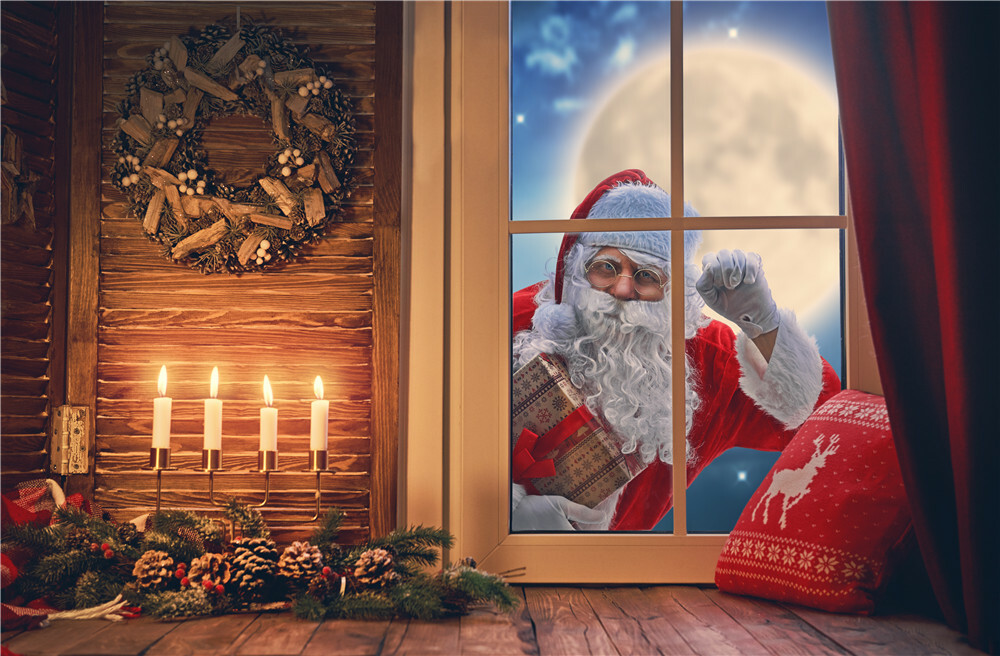 7X5FT Rustic Wood Wall Snow Kitchen Xmas Photo Background Vinyl Backdrop