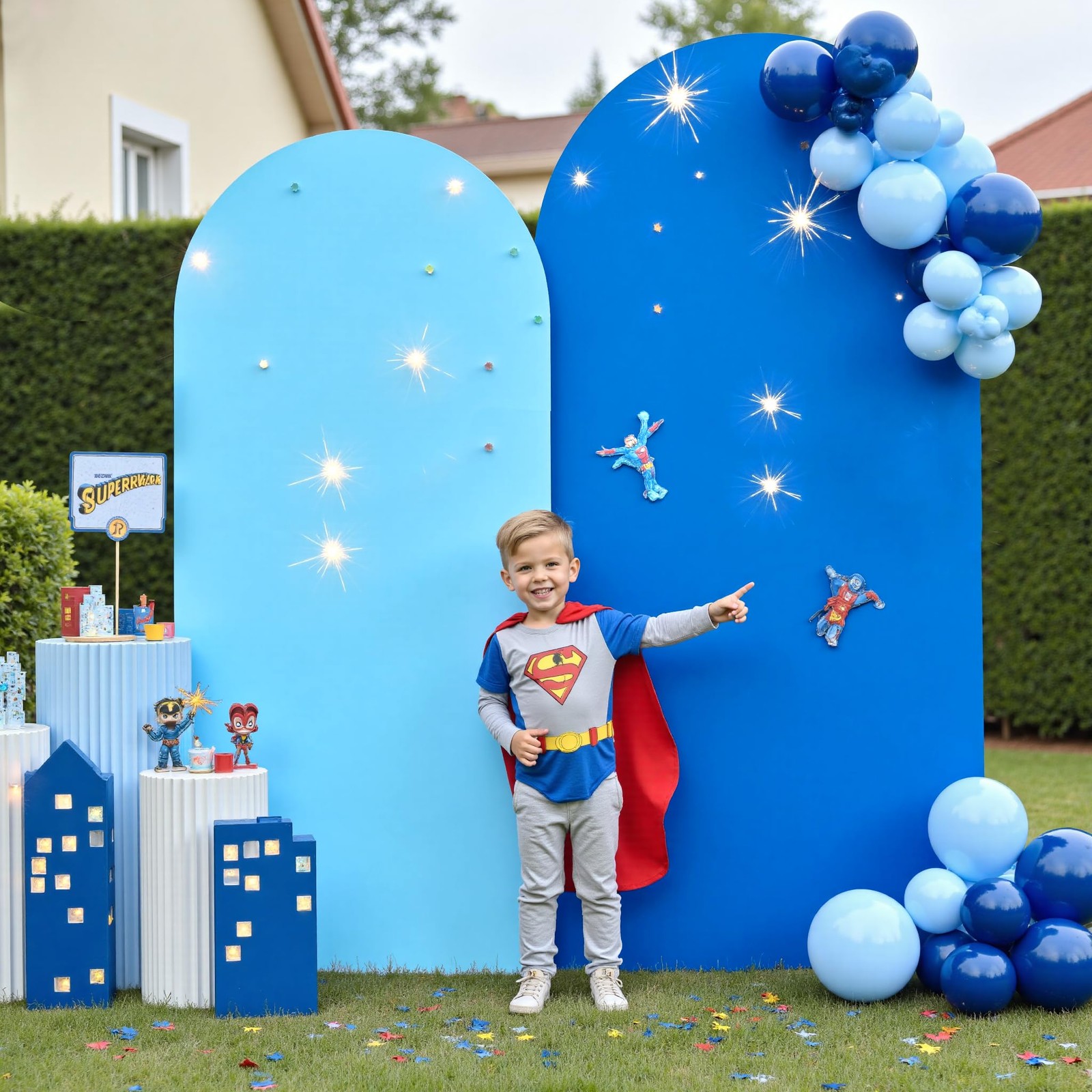 Blue Royal Blue Arch Backdrop Cover Set of 2-7.2ft 6ft Dual Color Wedding Arch