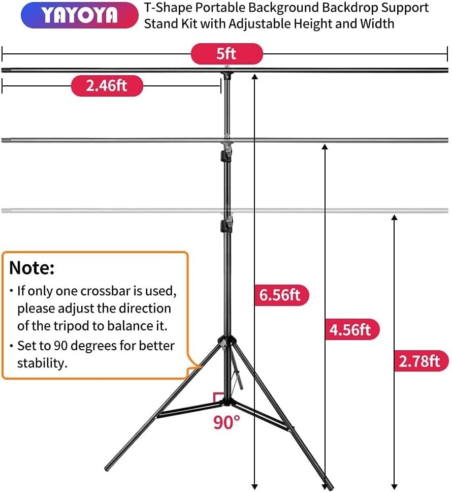 Elegant 5×6.5ft Black White Backdrop with Adjustable Stand for Photo Shoots