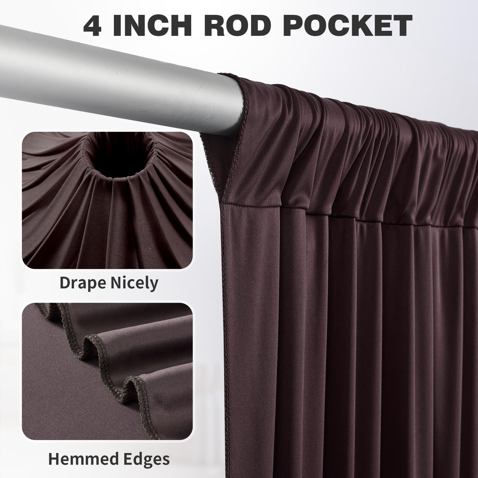 10×15 Ft Brown Backdrop Curtains Wrinkle Free Polyester 2 Panels Wedding