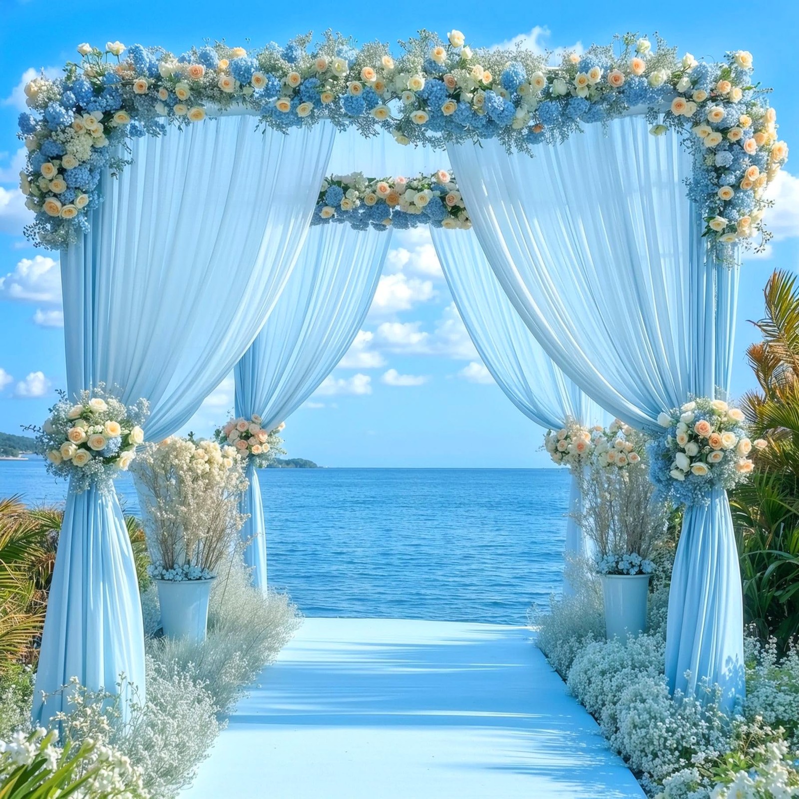 Baby Blue Backdrop Curtain 8×10 Ft 2 Panels Wrinkle Free Photo Drapes Decor