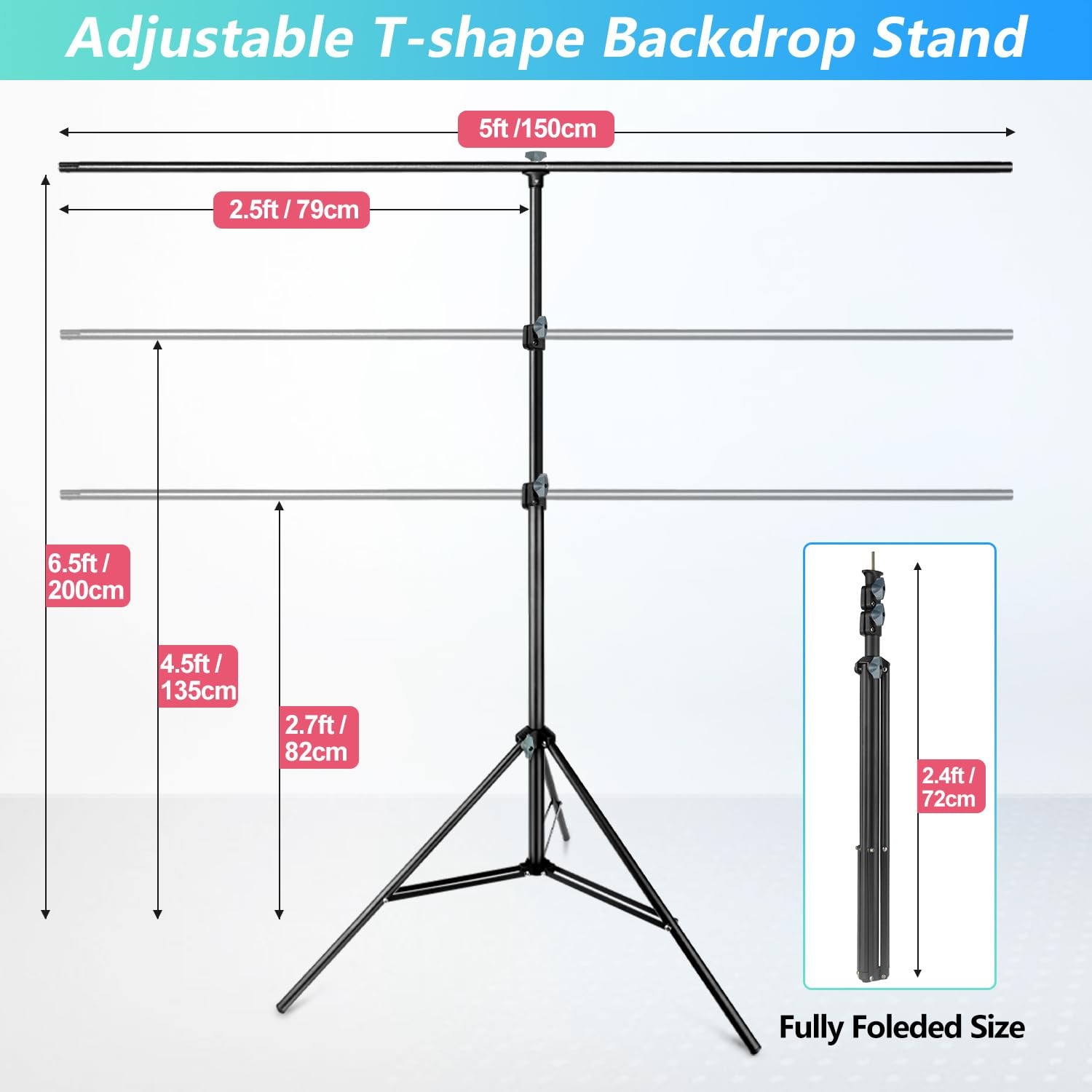 Green Screen Backdrop Kit with Stand, 5X6.5ft Portable Green Screen Backdrop