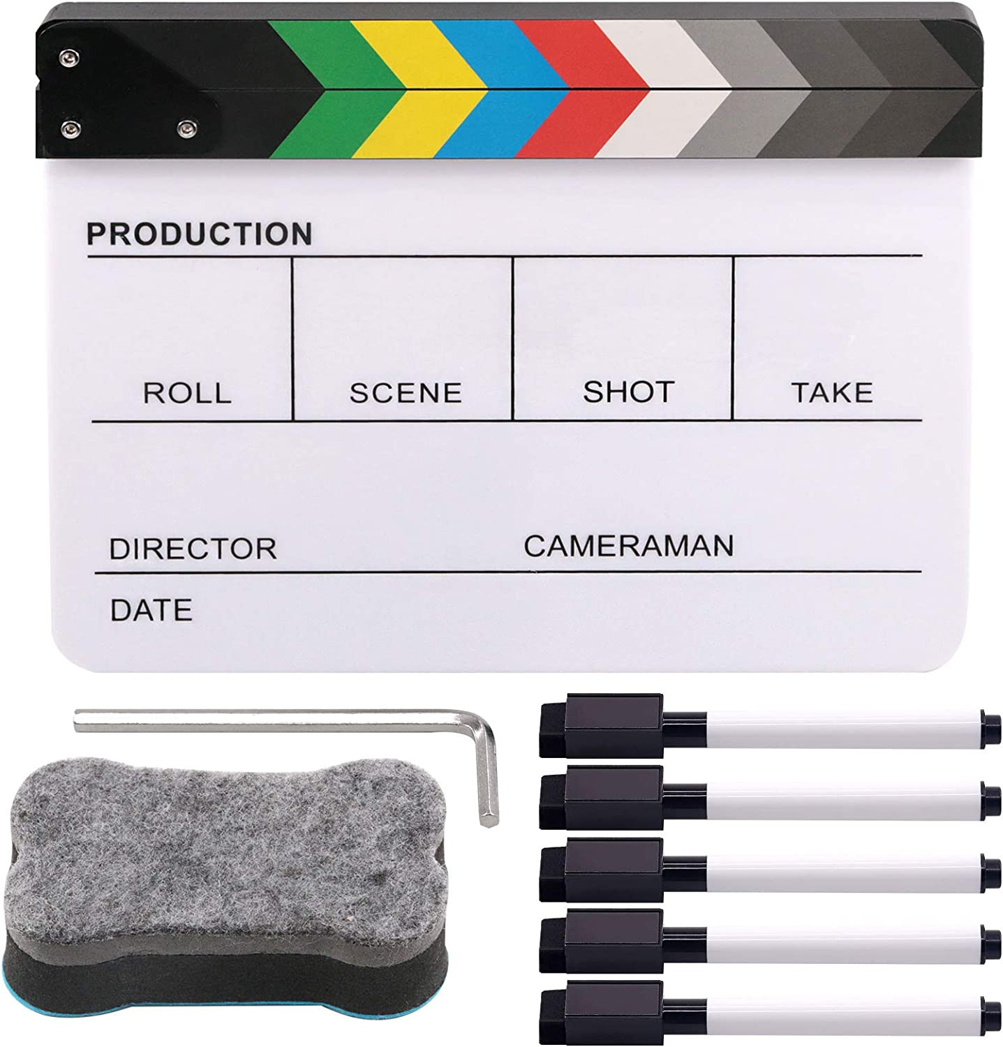Movie Film Clap Board, Acrylic 10″X12″ Acrylic Dry Erase Director Clapboard, Pro
