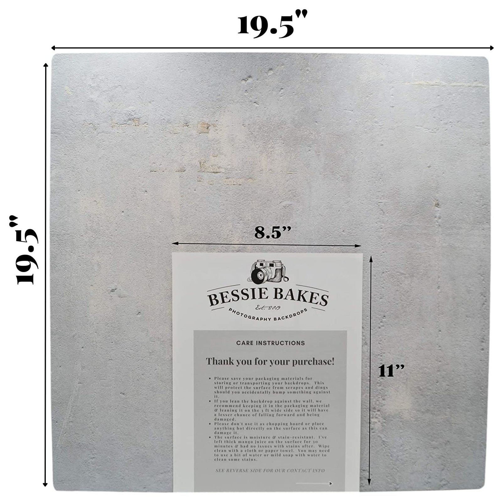 Soft Concrete Replicated Photography Backdrop 19.5×19.5 Inch Square 3mm Thick
