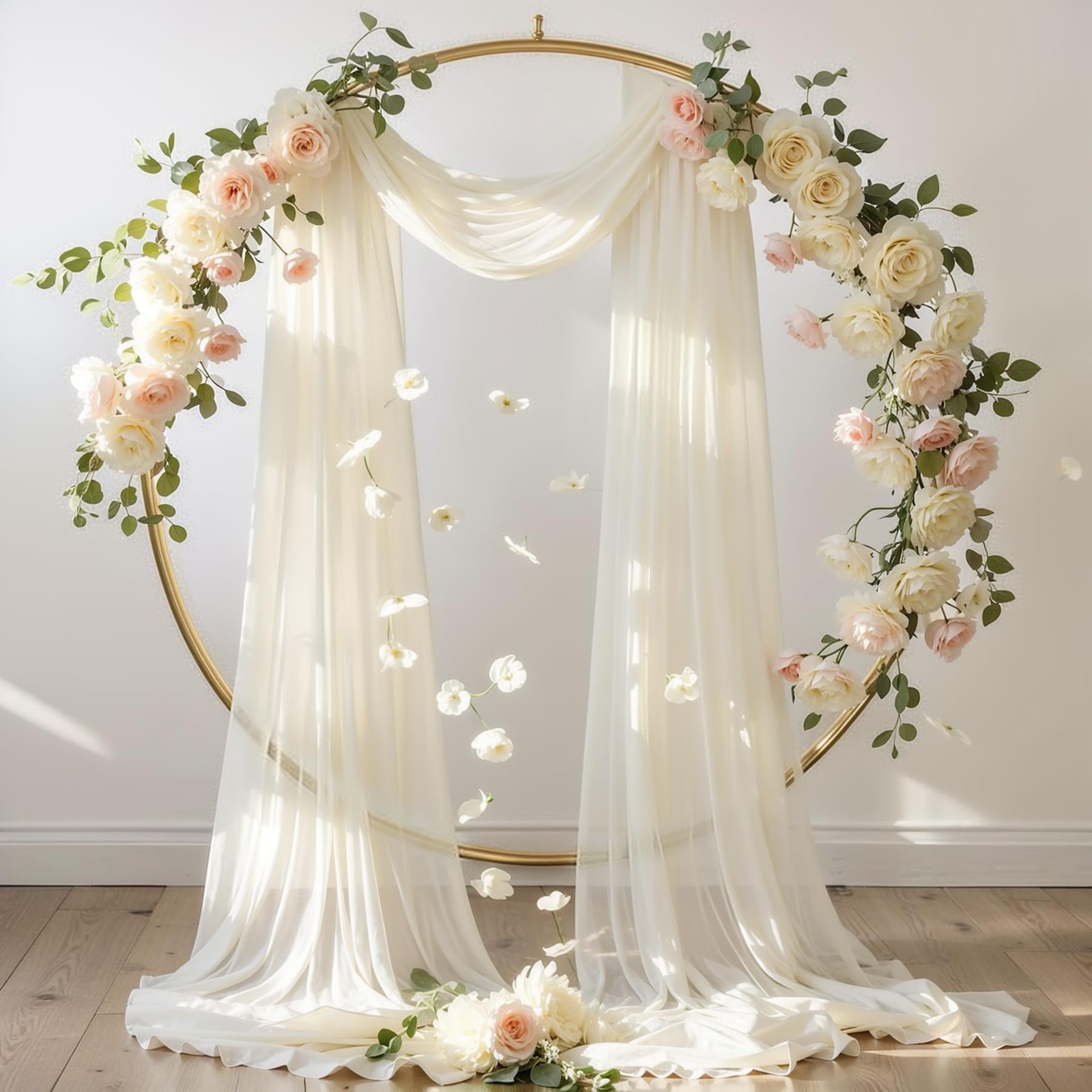 Wedding Arch Draping Fabric 1 Panel 18FT Beige Sheer Chiffon Backdrop Curtain