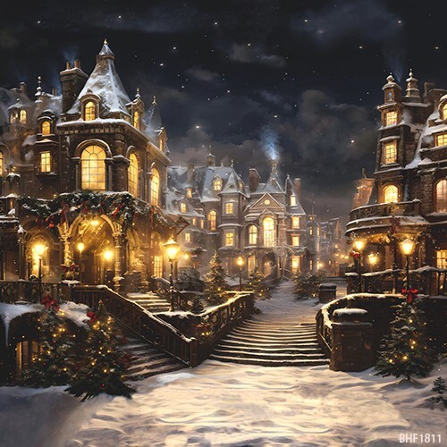 10’x10’Computer-painted Outdoor Winter Season Scenic background backdrop BHF1811