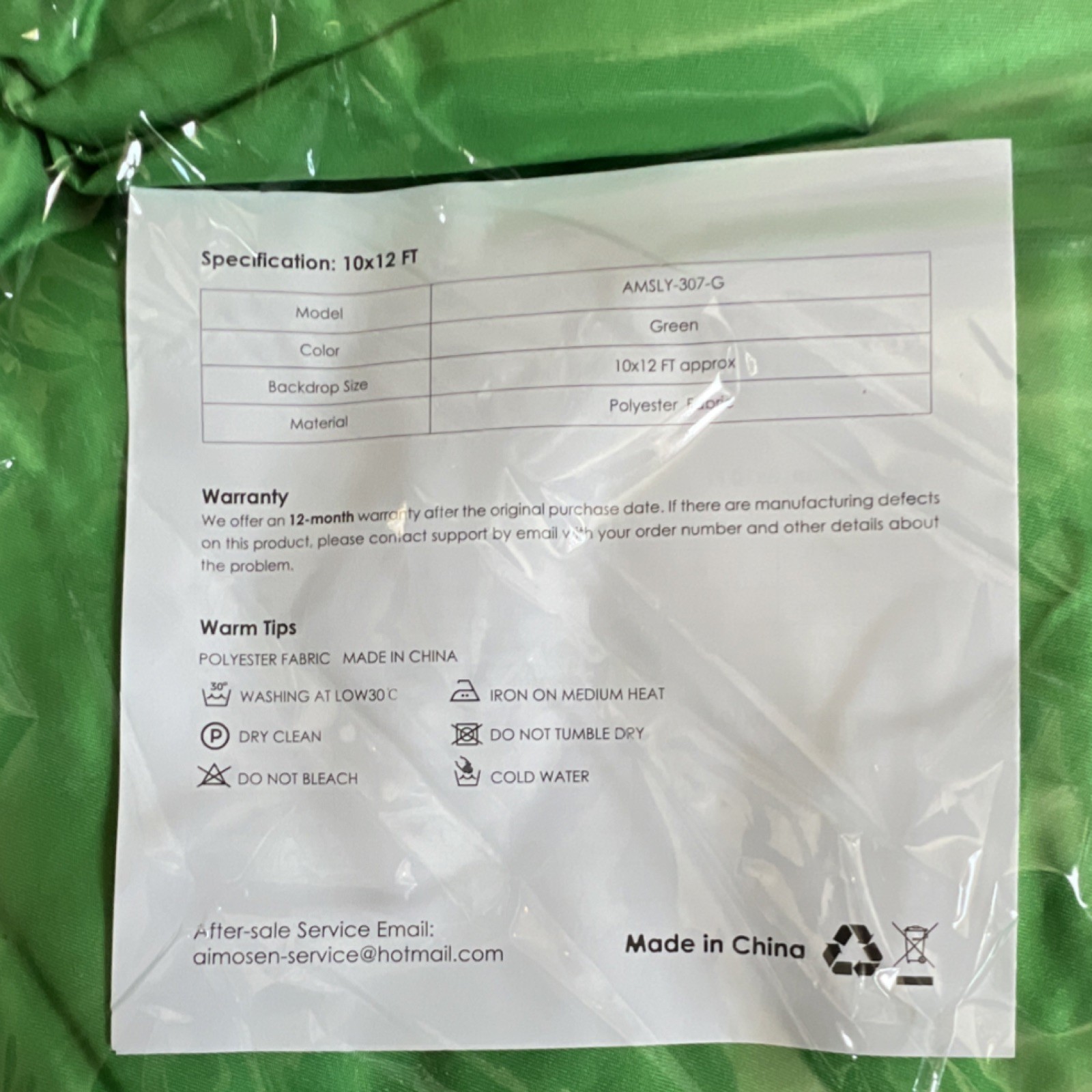 Aimosen 10×12 ft Green Polyester Spot Washable Backdrop AMSLY-307-G