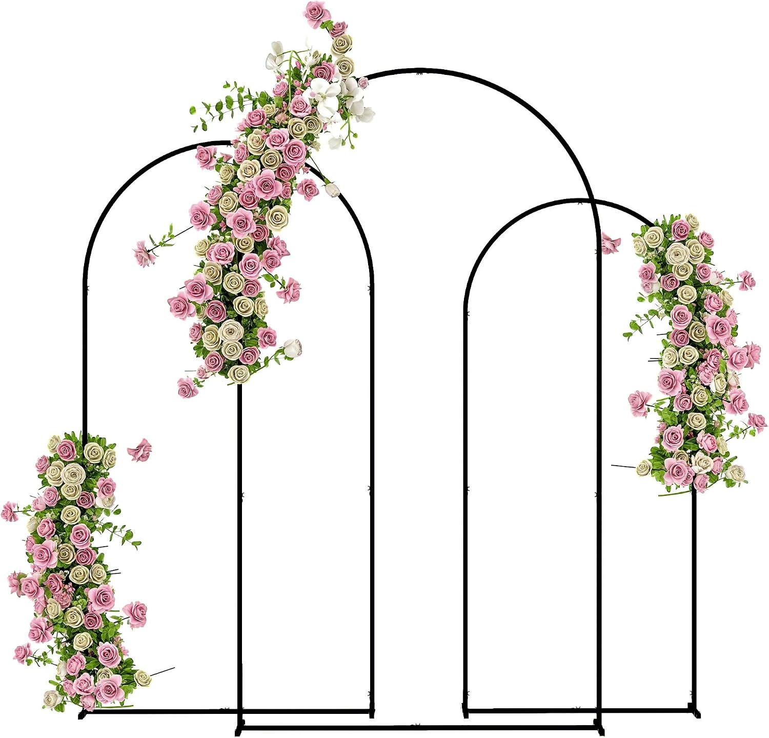 Outsunny Metal Arch Backdrop Stand Set of 3, 7/6.5/6 Ft Wedding Arch Frame, Ball