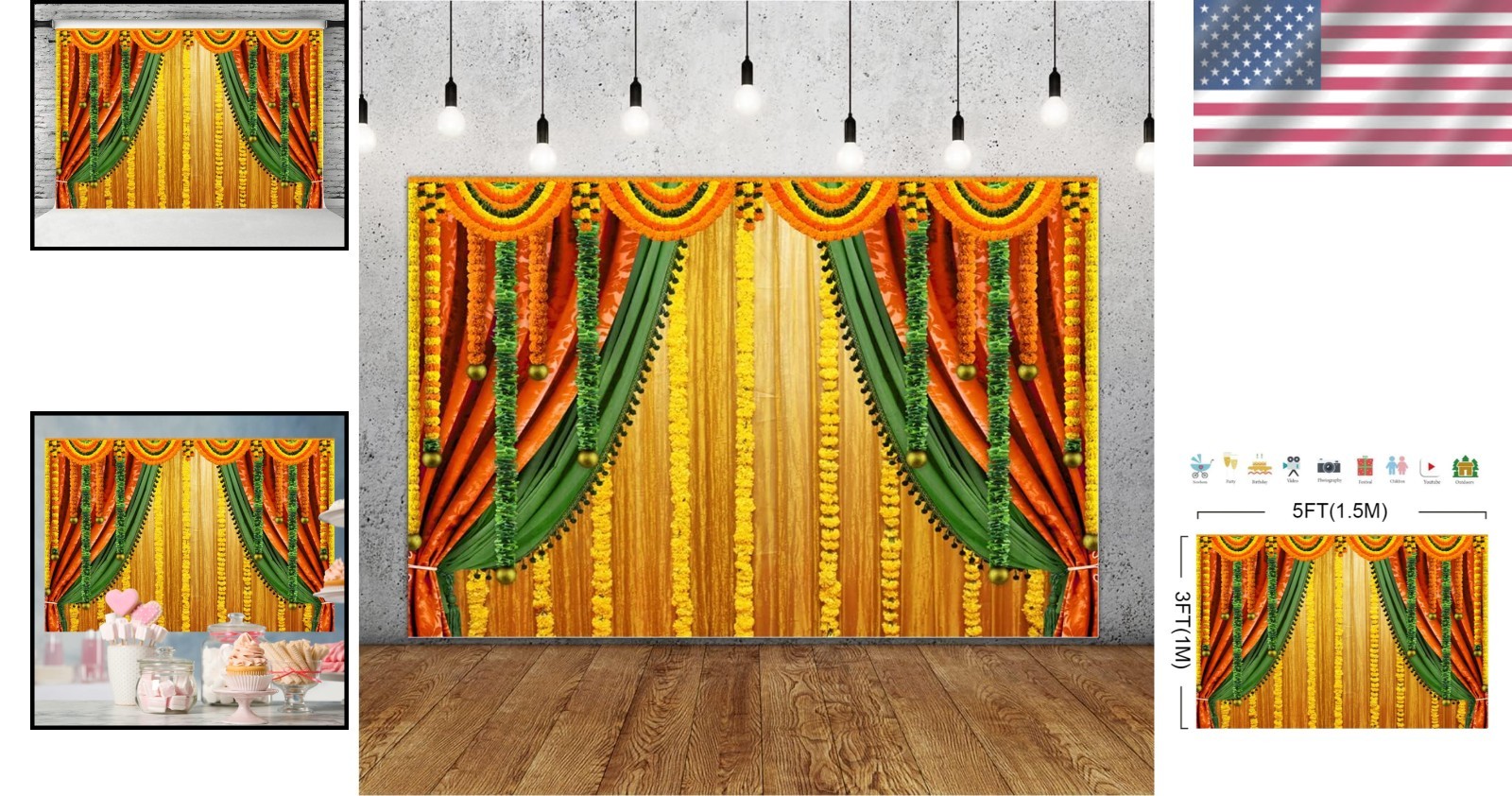 Customizable 5x3ft Photography Backdrop for Festivals – Non-Fading & Easy Care