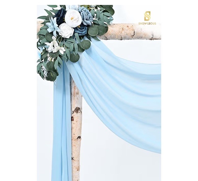 Wedding Arch Drapes Fabric 4 Panels 20Ft L x 28” Baby Blue Arch Chiffon Curtains