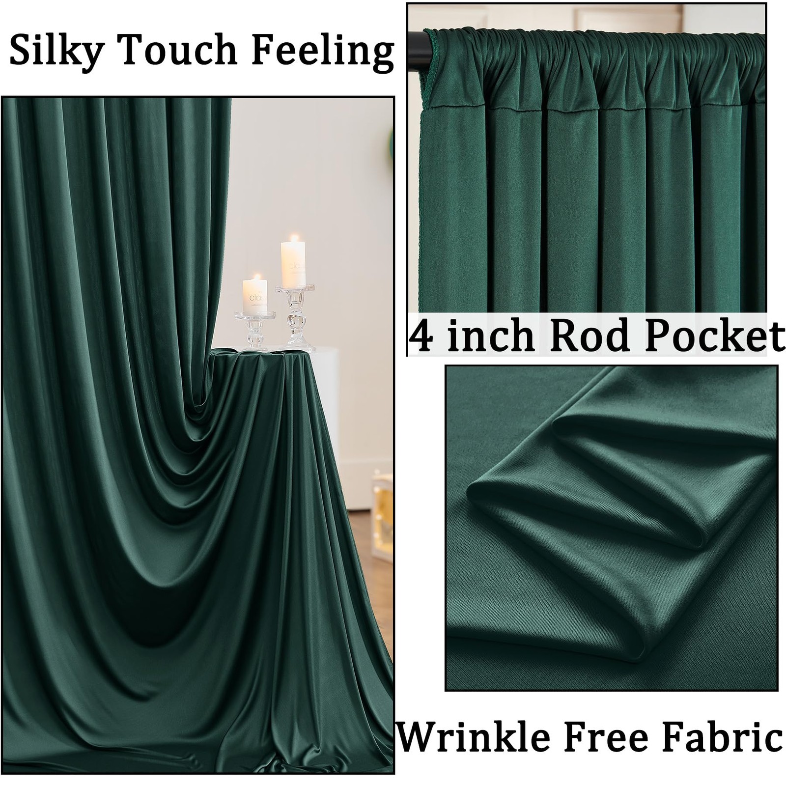 50ftx10ft Wrinkle Free Hunter Green Backdrop Curtains 50ftx10ft,