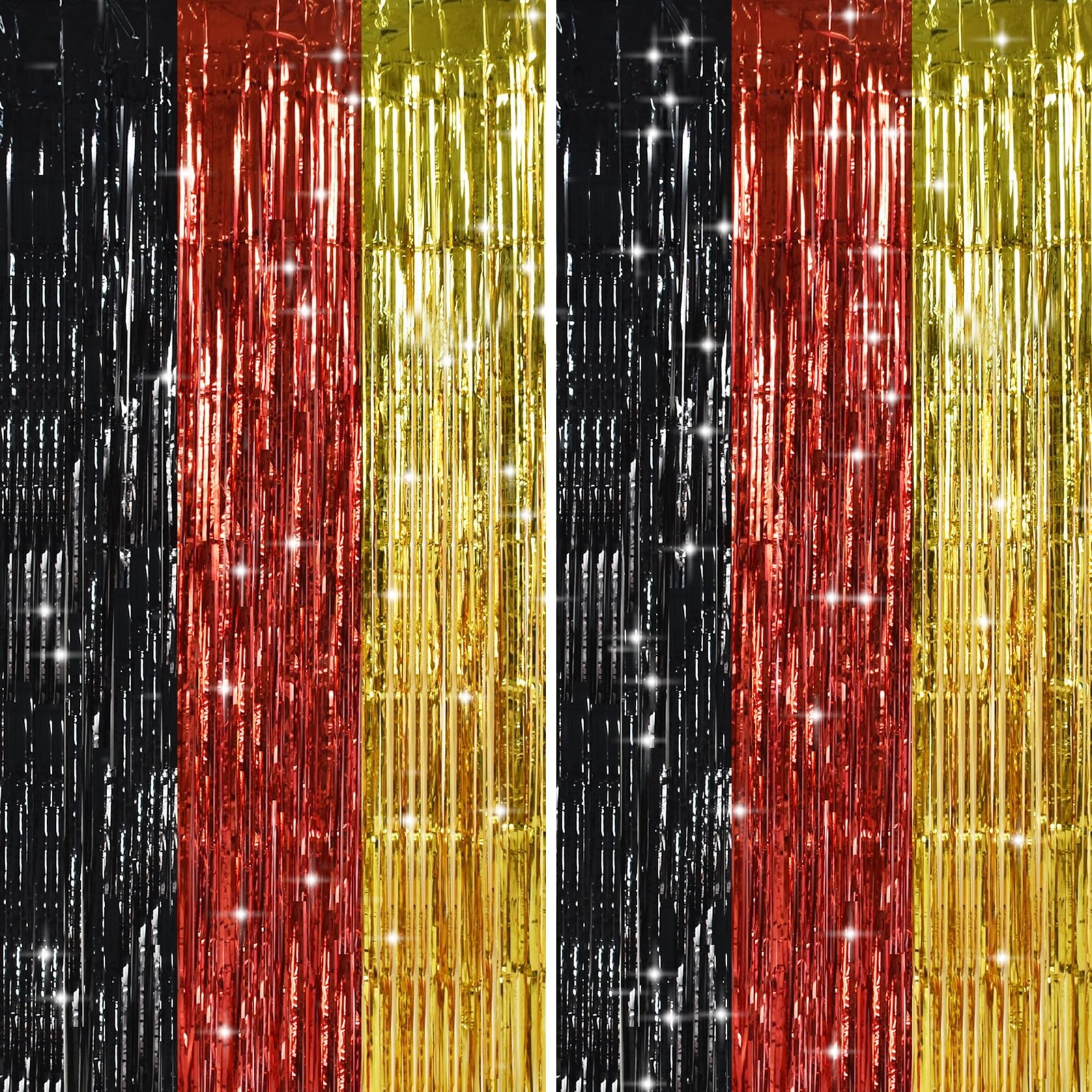 Black Red Gold Foil Fringe Curtain Metallic Door Streamers Backdrop Props