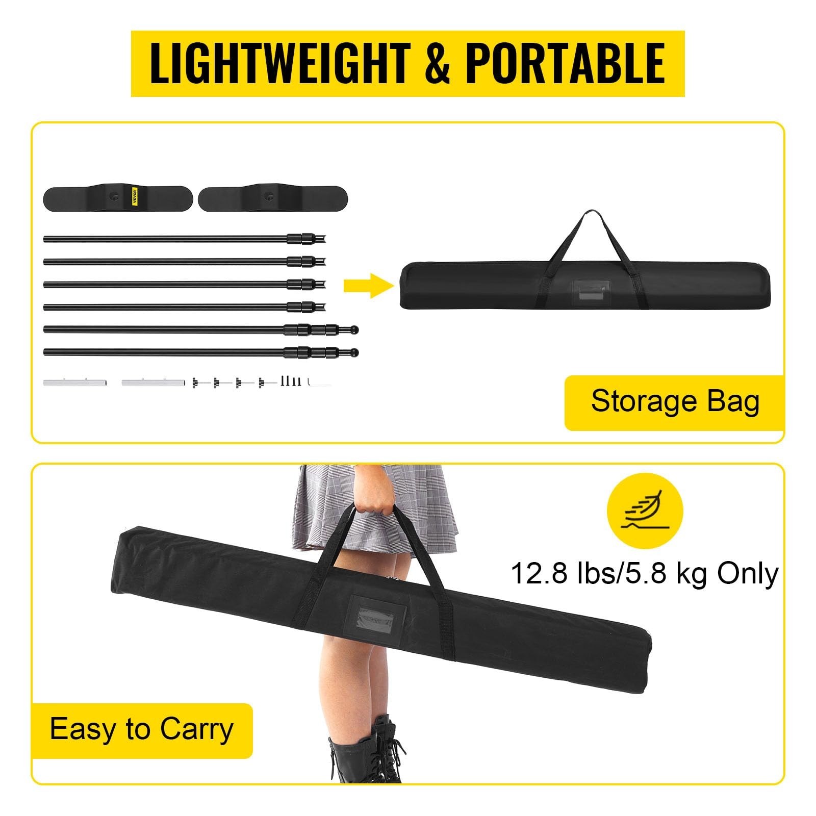 Adjustable 8×8 Ft Backdrop Banner Stand with Carrying Bag for Weddings, Parties