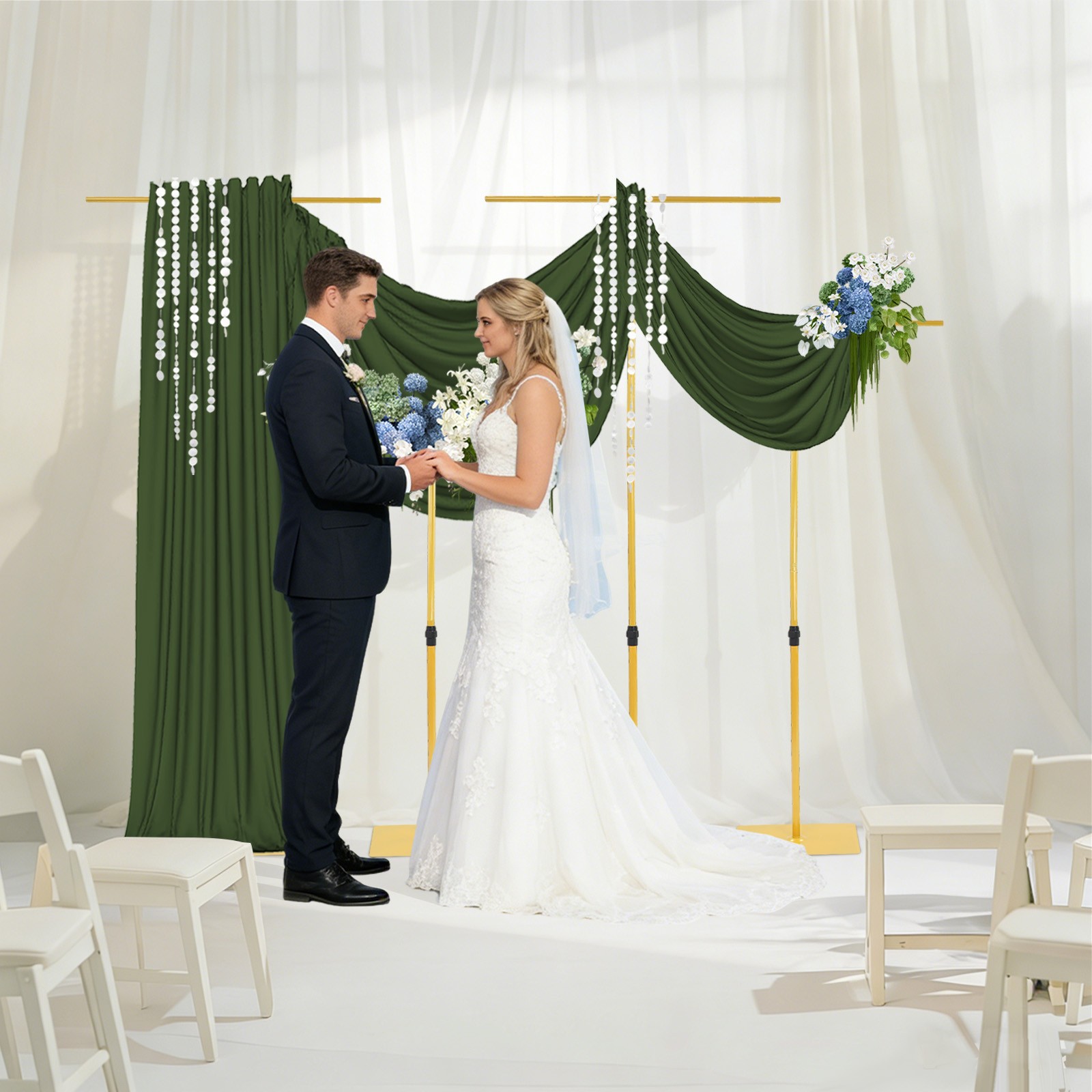 4 Pcs Wedding Backdrop Stands, Adjustable Height Backdrop Stands For Wedding