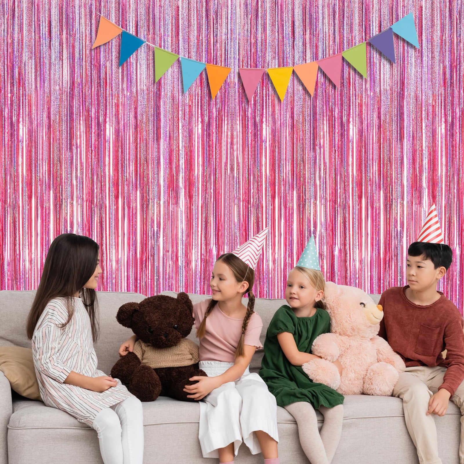 2 Pack Glitter Pink Backdrop, 3.28 FT x 7.05 Birthday 2 PCS, pink