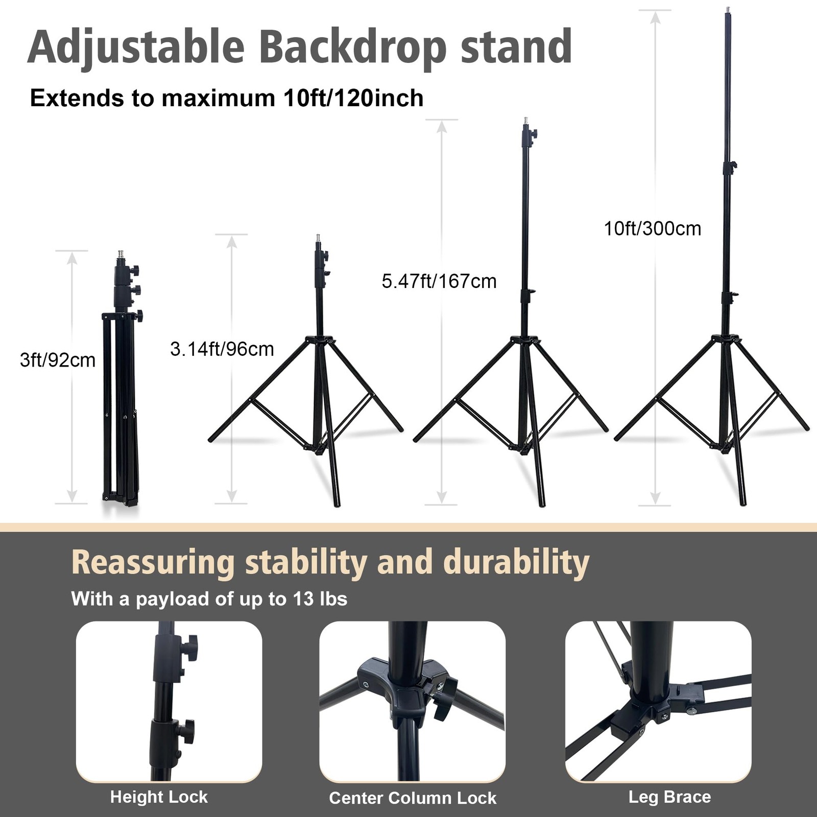 10x10ft Photo Backdrop Stand Heavy Duty Adjustable Support System, Universal …