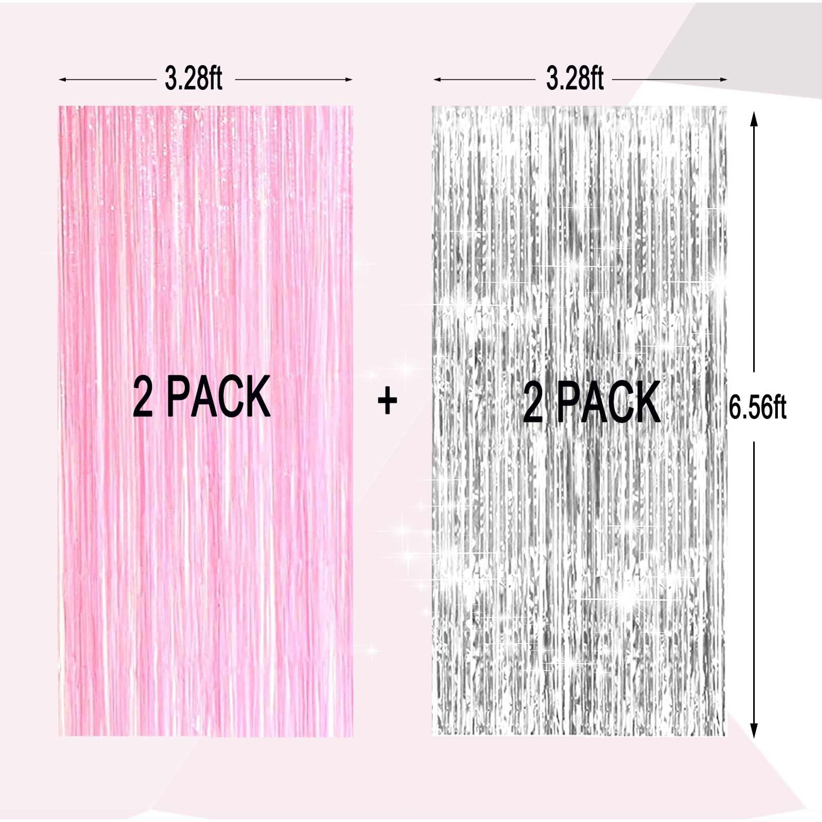 Pastel Pink and Silver Foil 38.4″W x 78.7″L (Pack of 4),