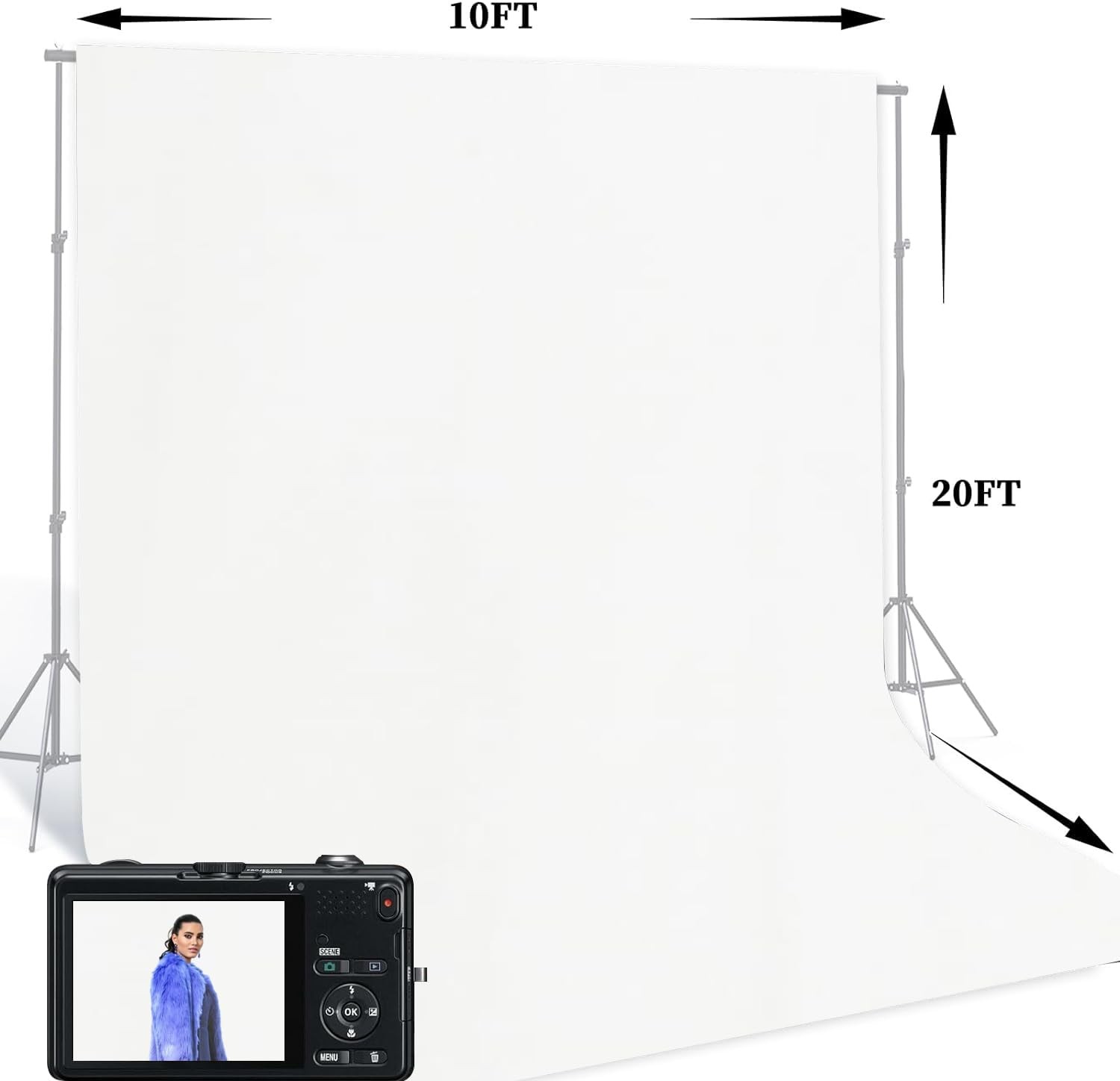 10×20 Ft White Backdrop Background for Photography Photo Booth Backdrop for P…