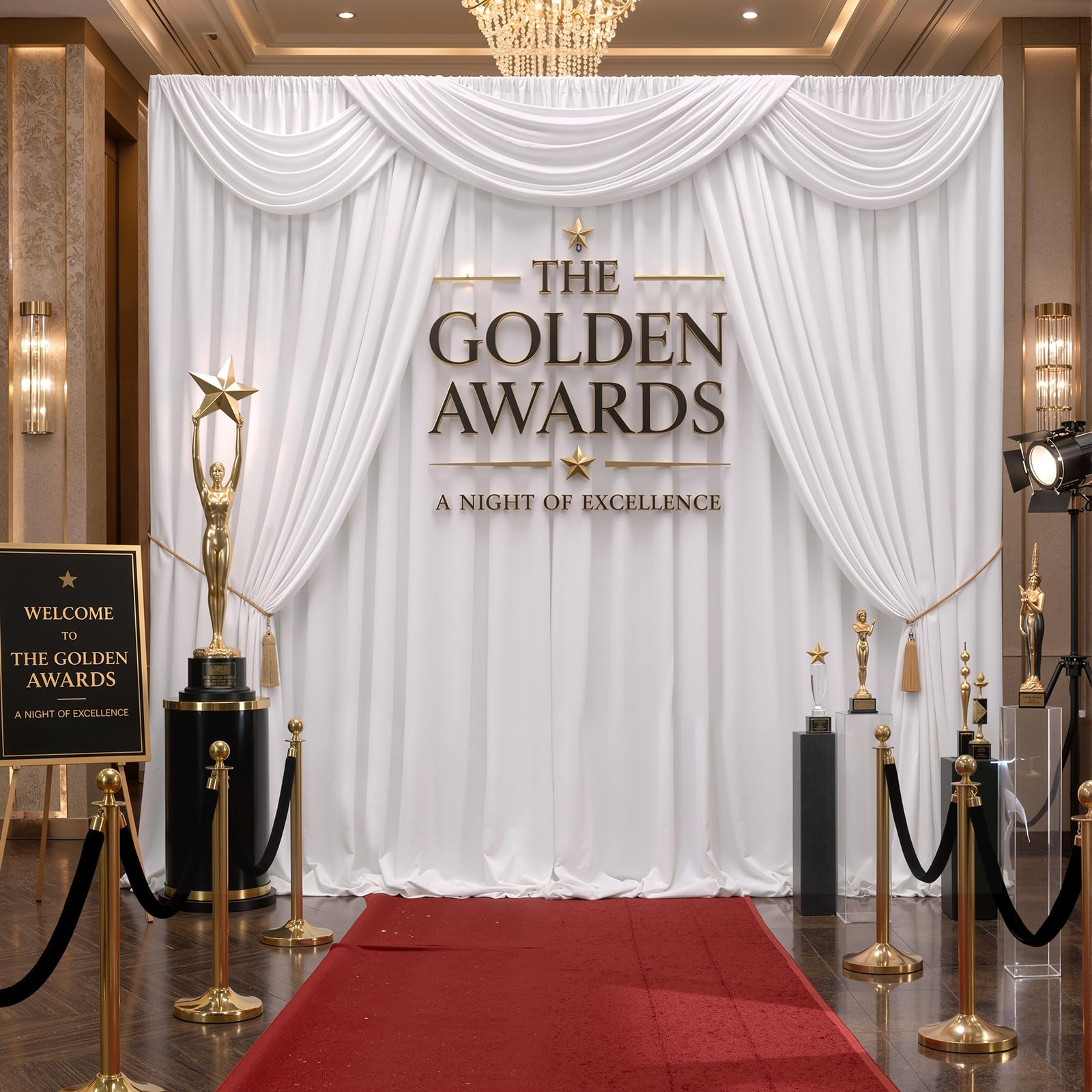 4 PCS 5×10 FT Thick White Non Woven Wrinkle Resistant Event Backdrop Curtains