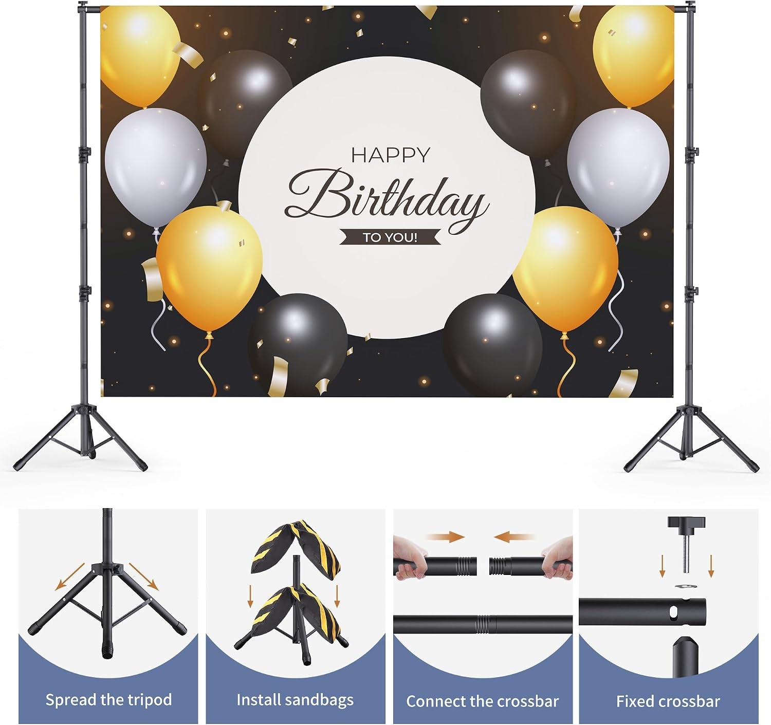 Backdrop Stand 10×7.5ft Height Adjustable & Width Adjustable Backdrop Stand Back