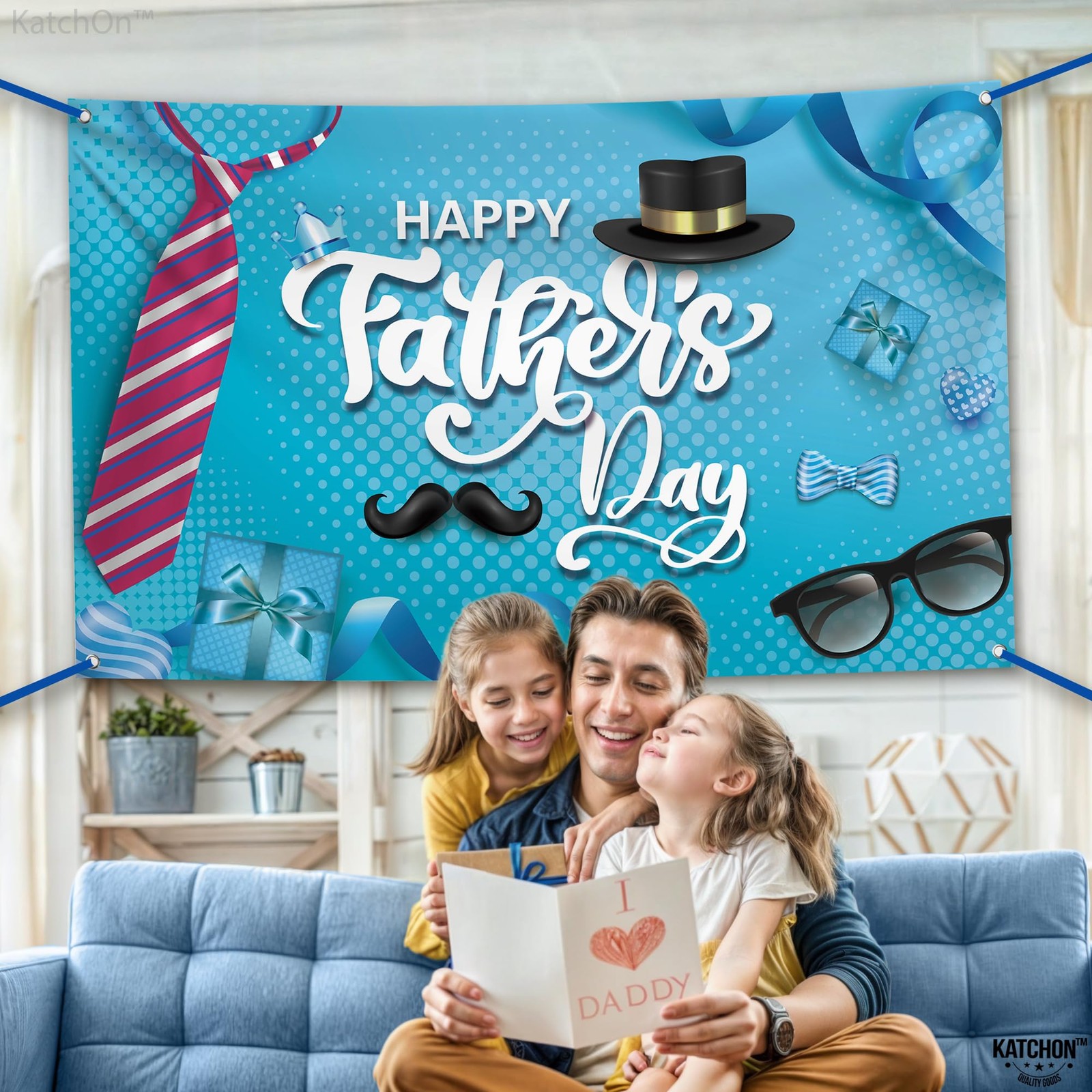 Blue Happy Fathers Day Banner – XtraLarge, 72×44 Inch | Happy Fathers Day Decora