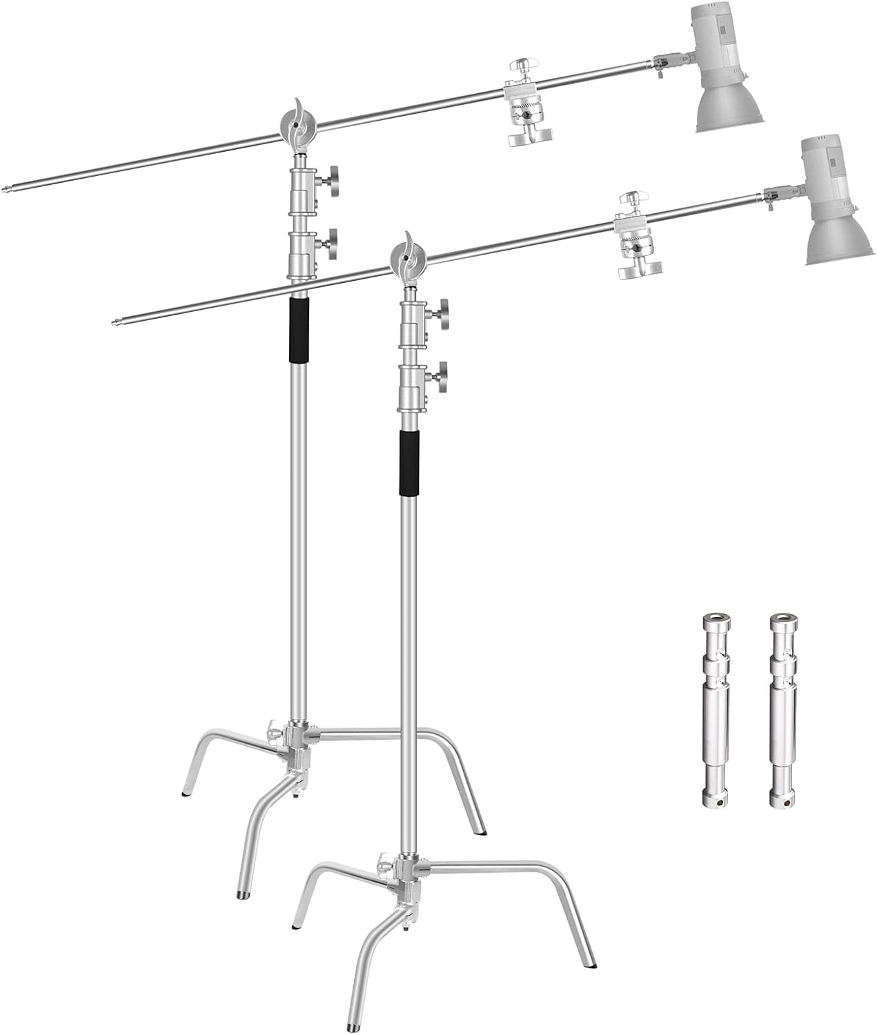 2 Pack 10Ft Heavy Duty C Stands with Boom Arm for Photography Studio