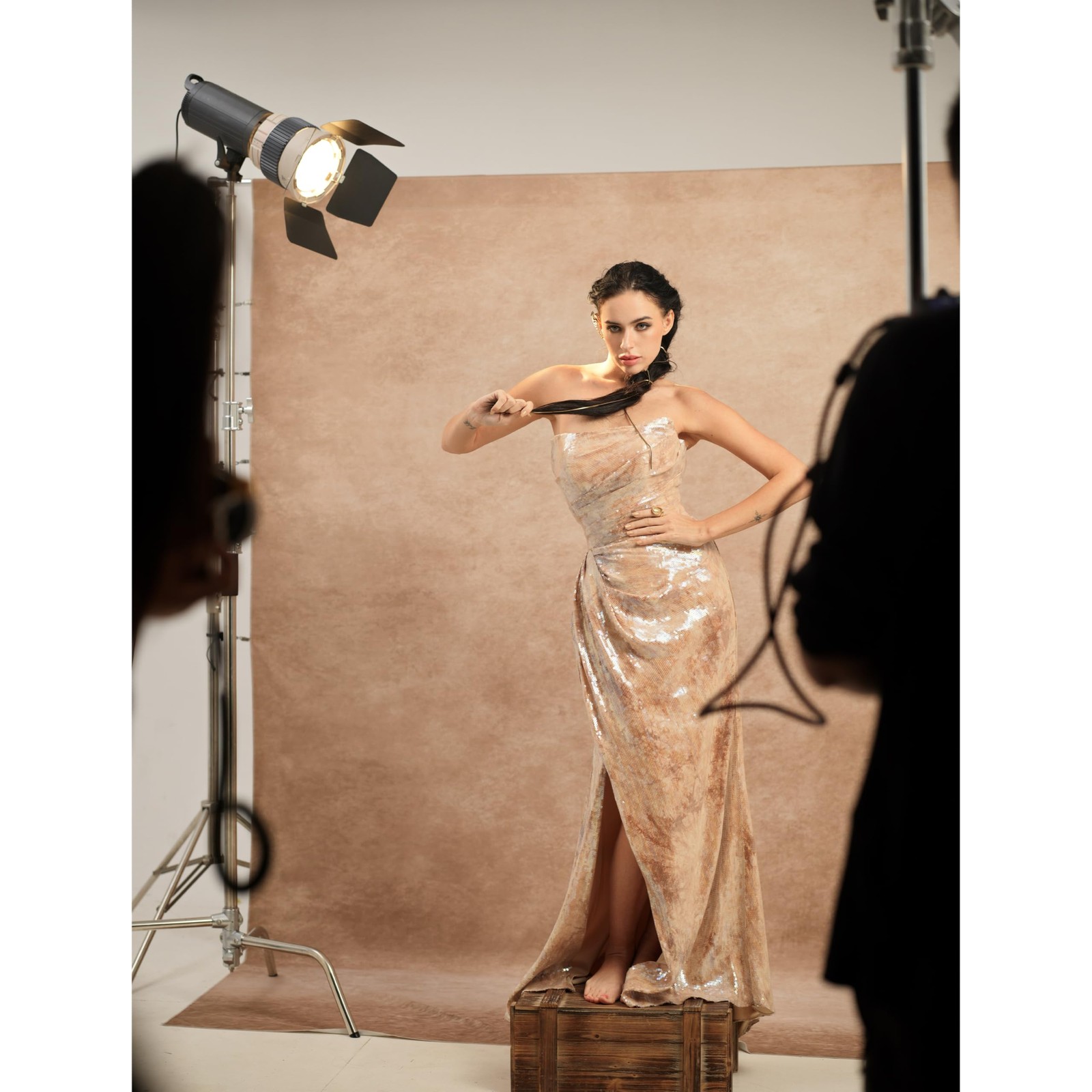 8x10ft Beige Abstract Textured Fabric Photography Backdrop Portrait Headshot